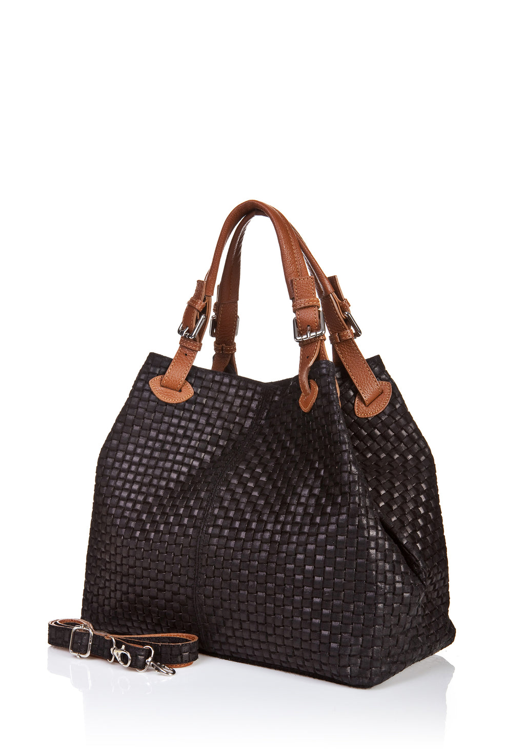 Zaria Black Embossed Suede Leather Shoulder Bag