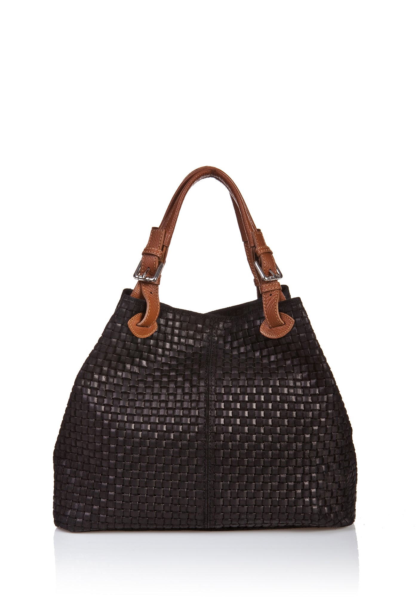 Zaria Black Embossed Suede Leather Shoulder Bag