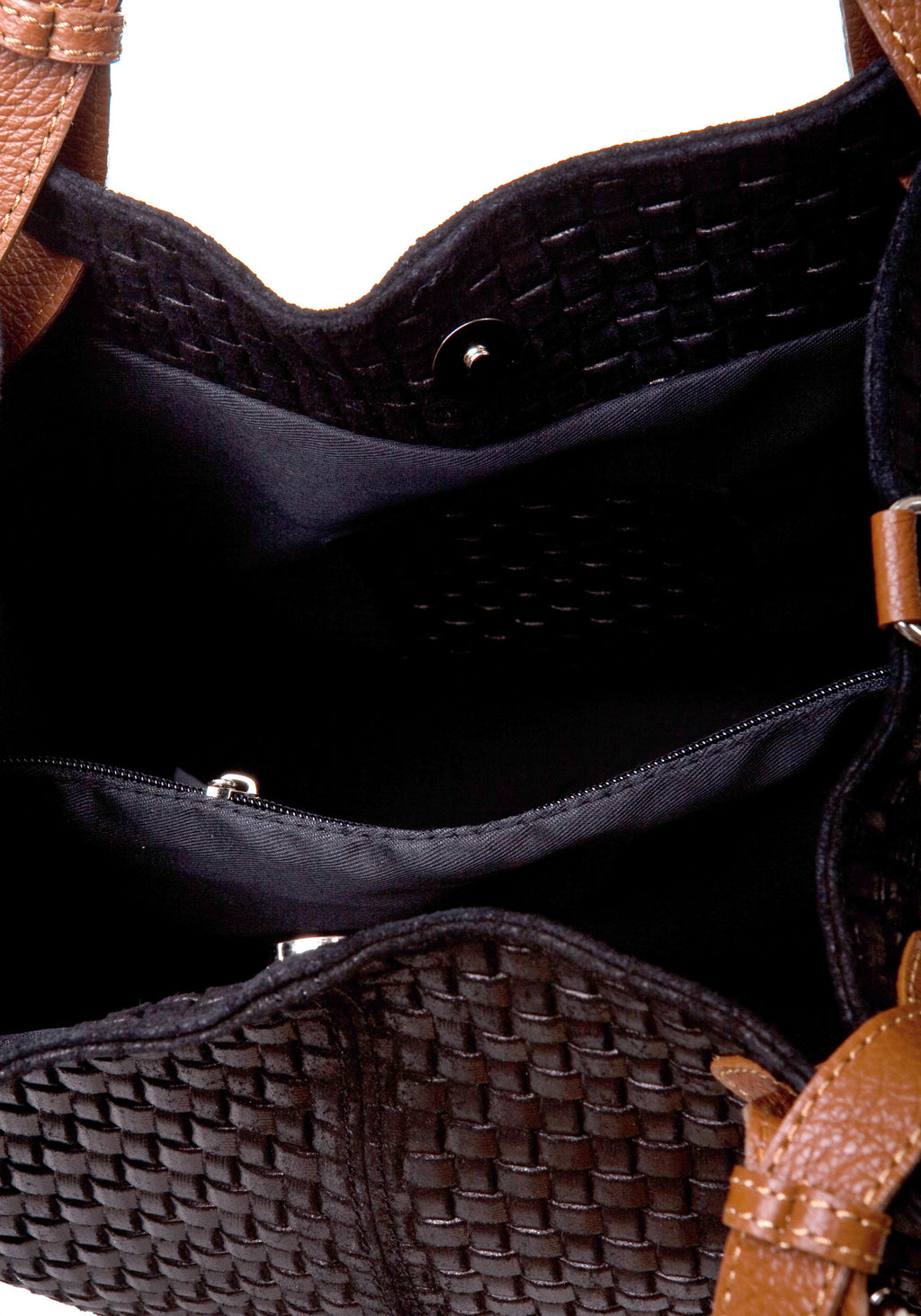 Zaria Black Embossed Suede Leather Shoulder Bag