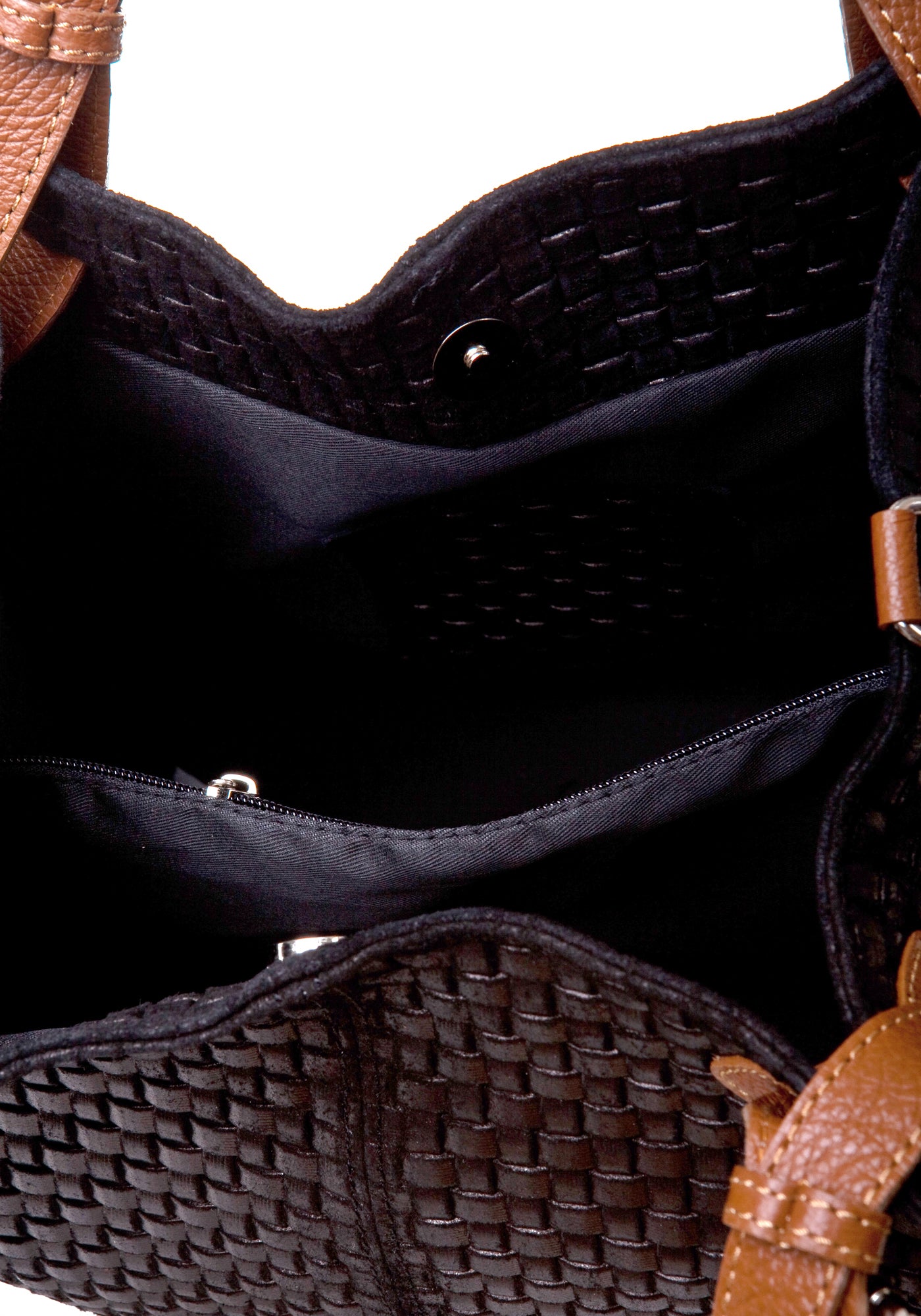 Zaria Black Embossed Suede Leather Shoulder Bag