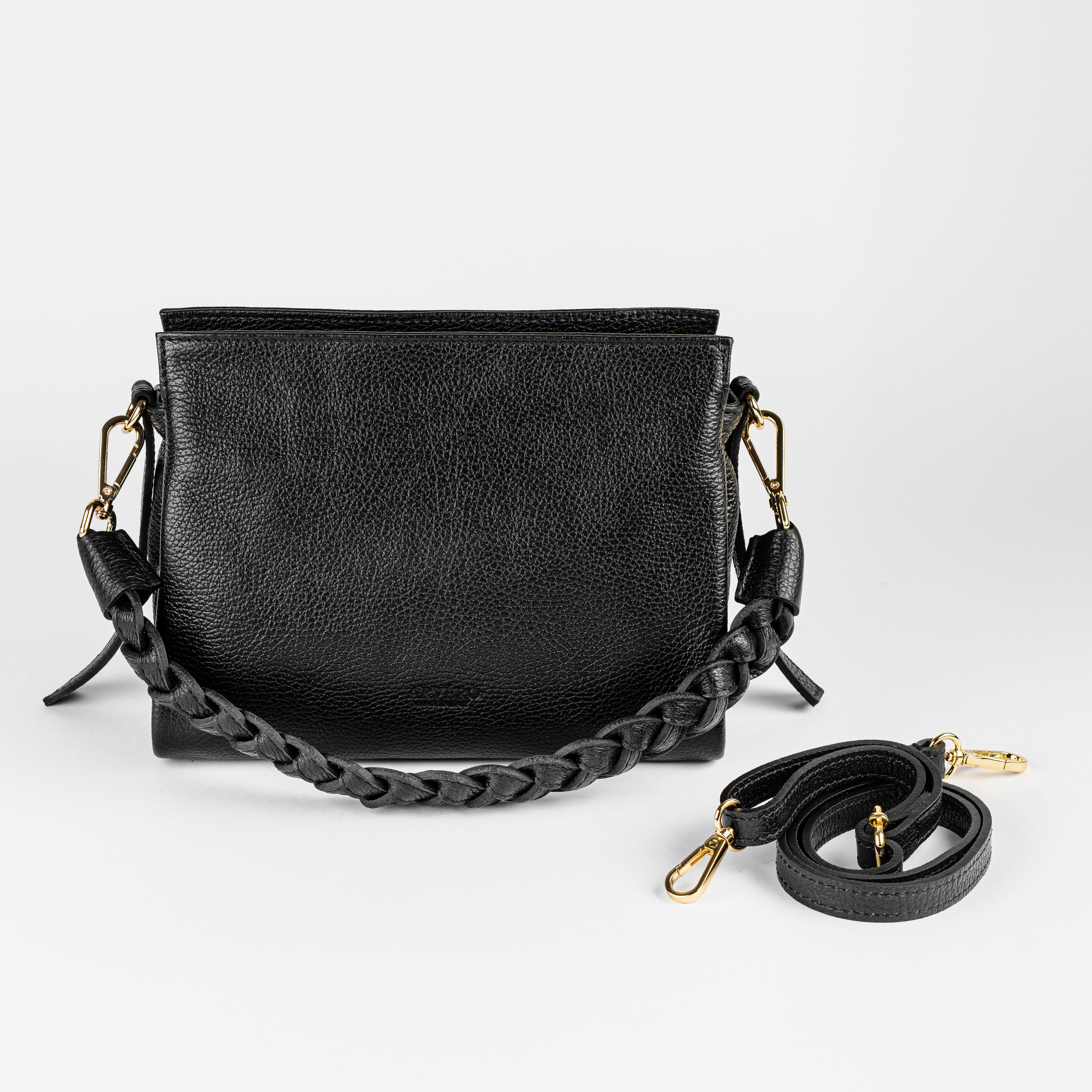 Intreccio Mini Braided-Handle Shoulder Black Bag