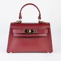 Vicenza Mini Structured Burgundy Bag – Premium Epsom Leather