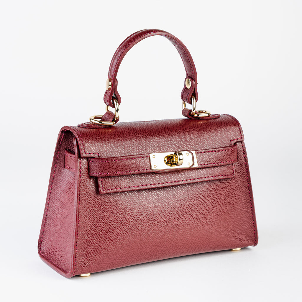 Vicenza Mini Structured Burgundy Bag – Premium Epsom Leather