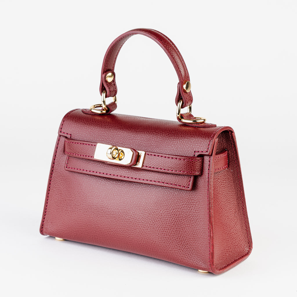 Vicenza Mini Structured Burgundy Bag – Premium Epsom Leather