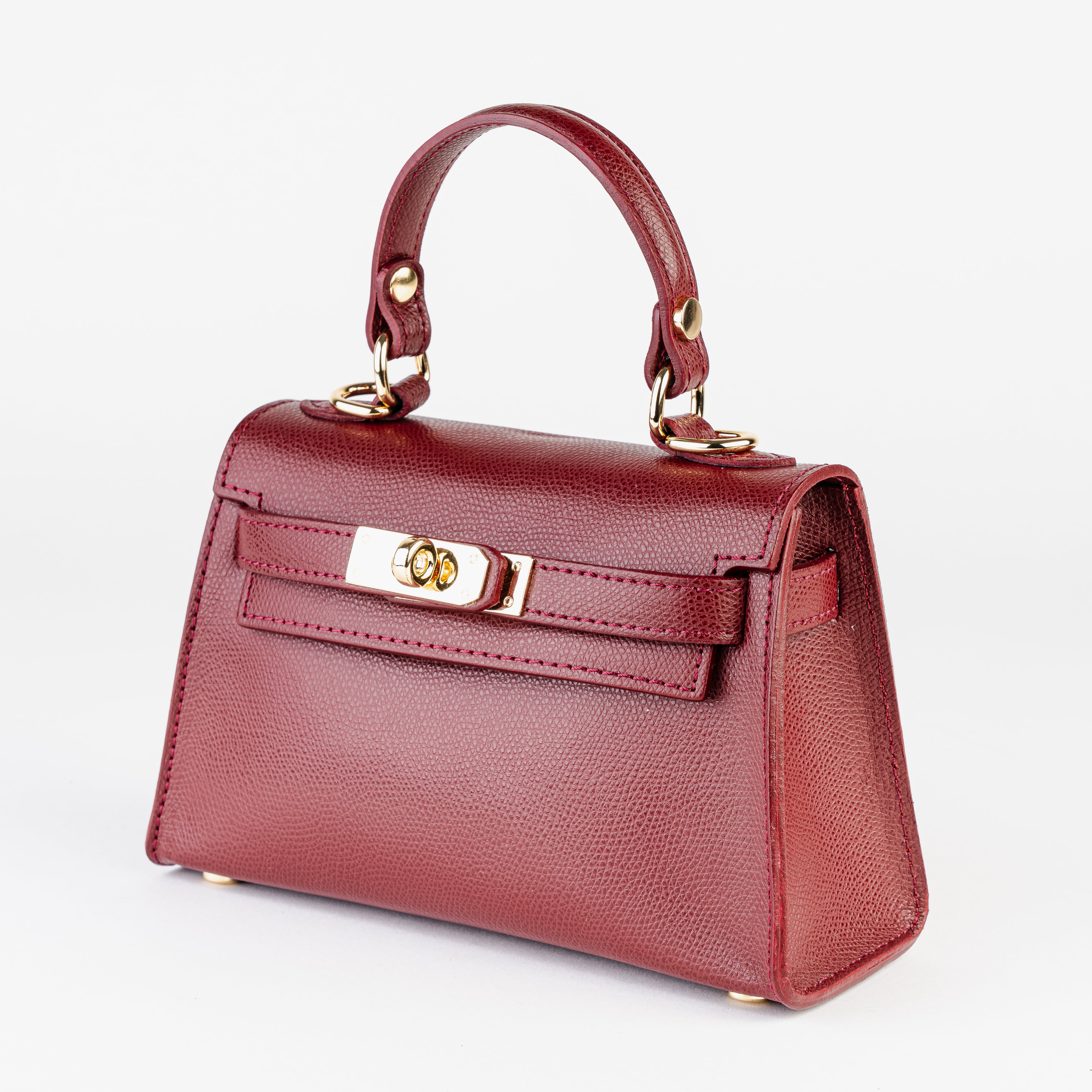 Vicenza Mini Structured Burgundy Bag – Premium Epsom Leather