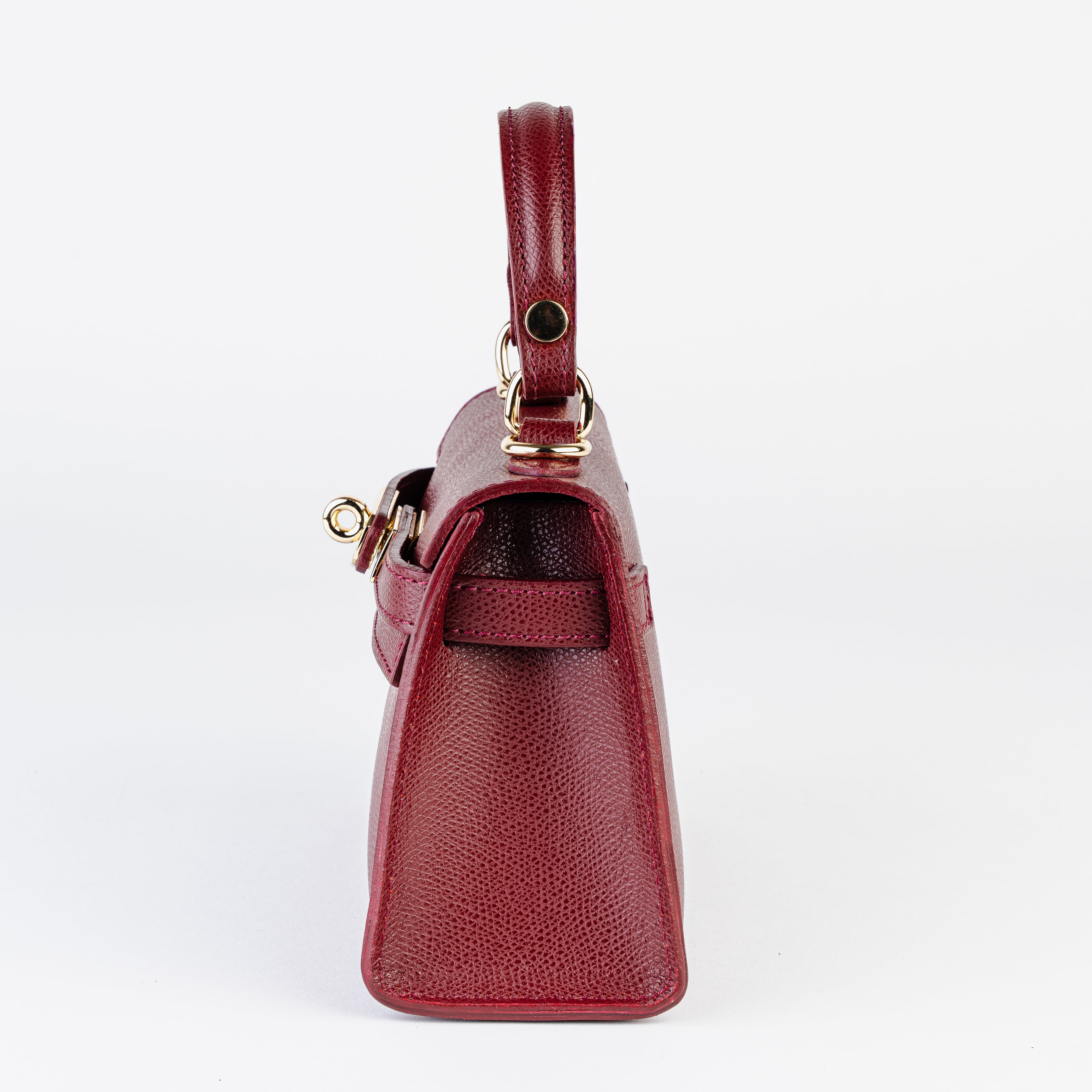 Vicenza Mini Structured Burgundy Bag – Premium Epsom Leather
