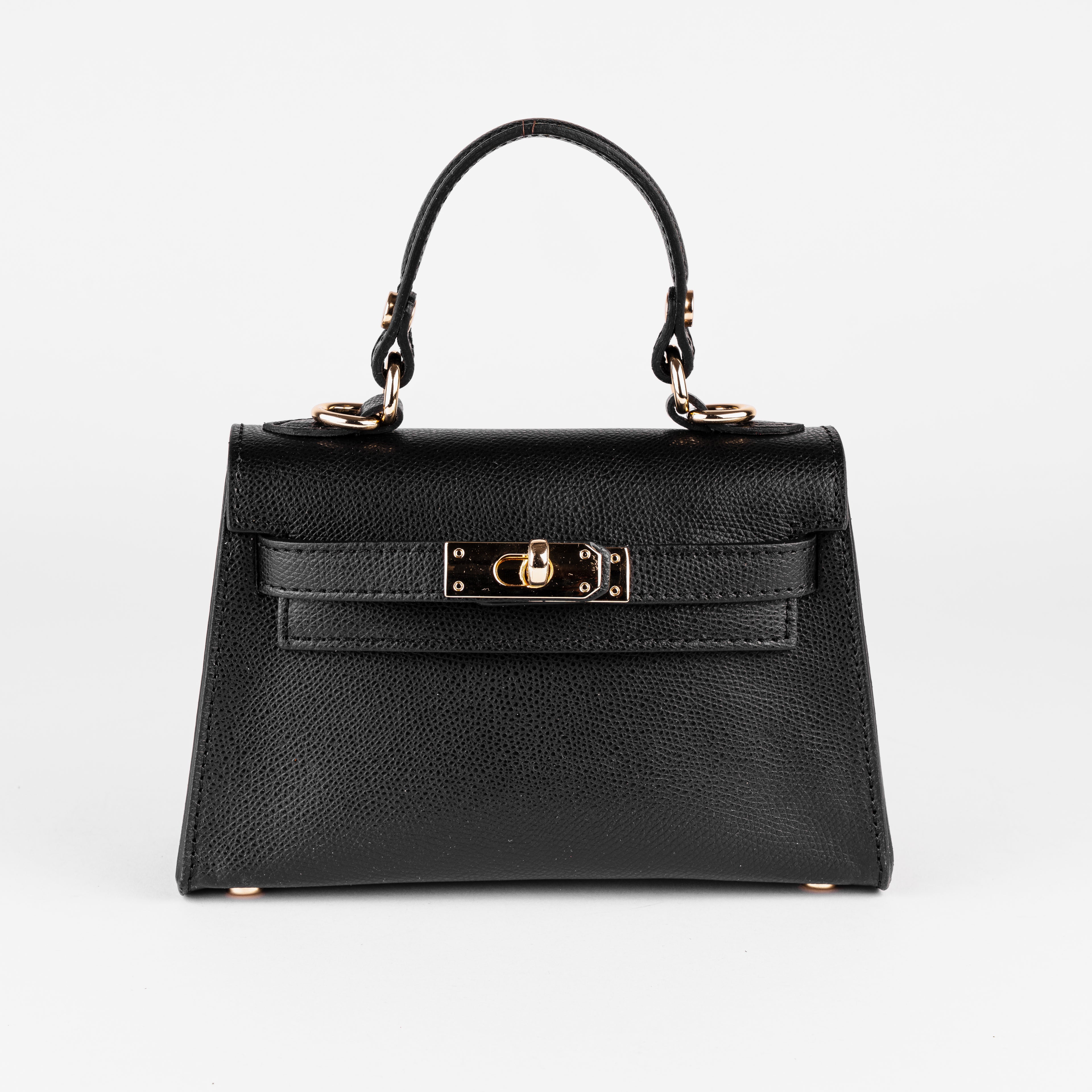 Vicenza Mini Structured Black Bag – Premium Epsom Leather