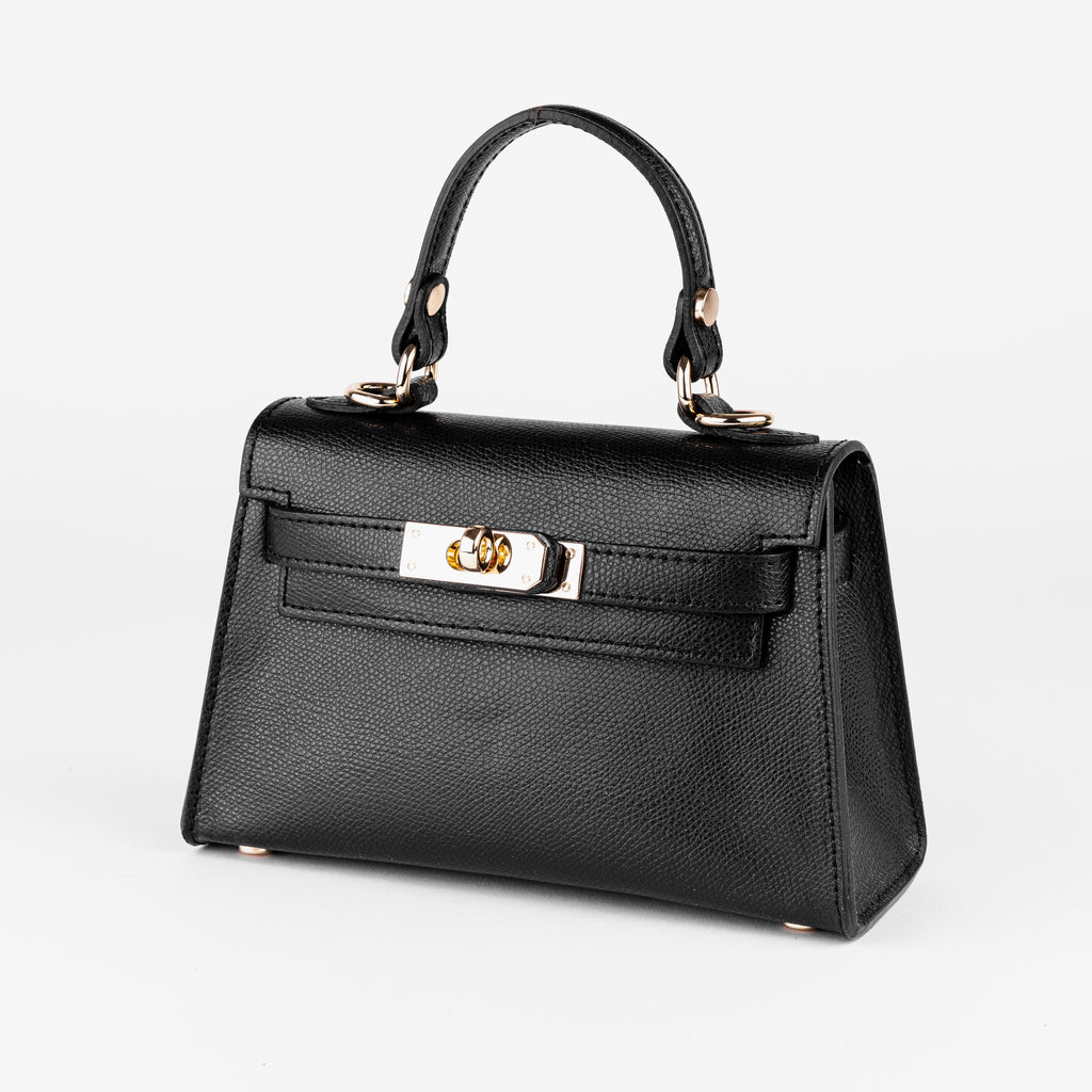 Vicenza Mini Structured Black Bag – Premium Epsom Leather