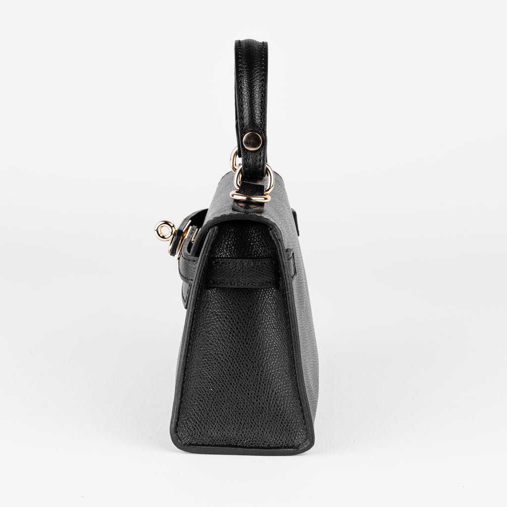 Vicenza Mini Structured Black Bag – Premium Epsom Leather