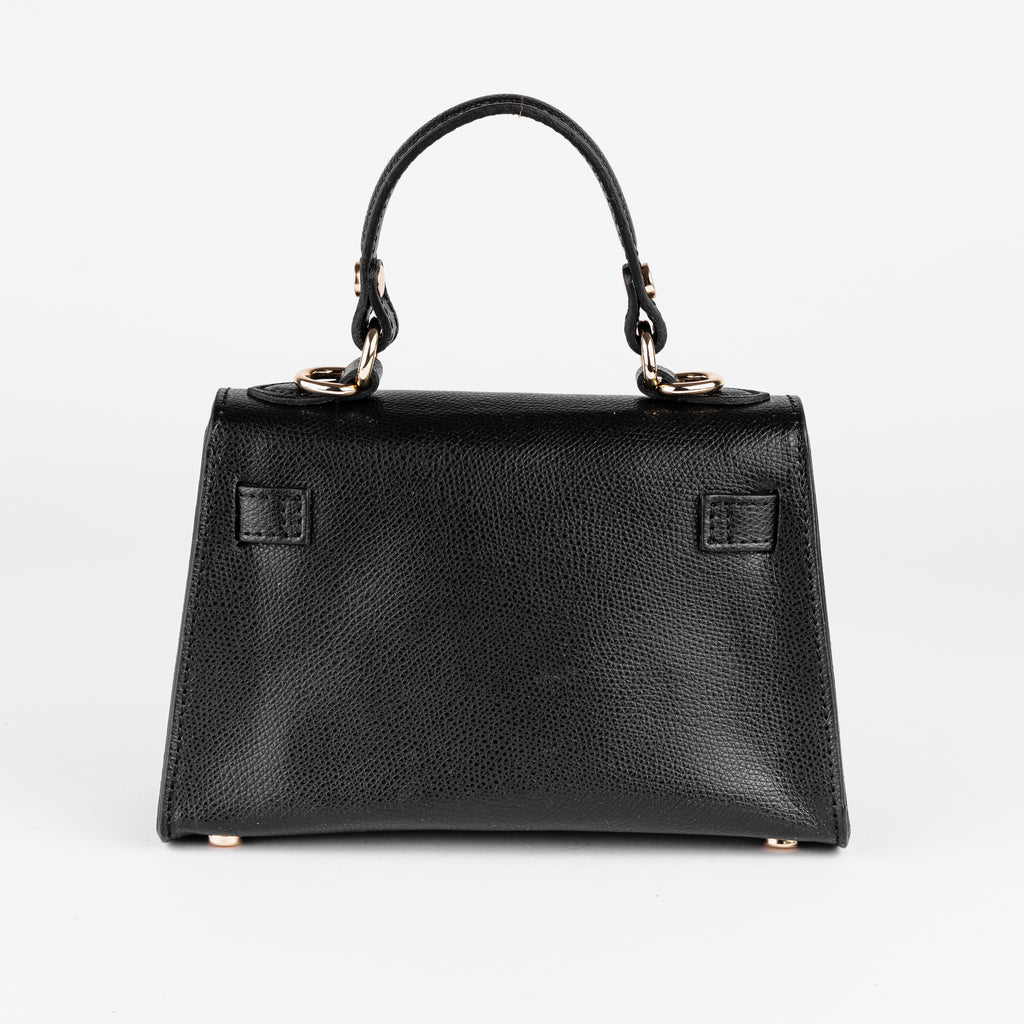 Vicenza Mini Structured Black Bag – Premium Epsom Leather