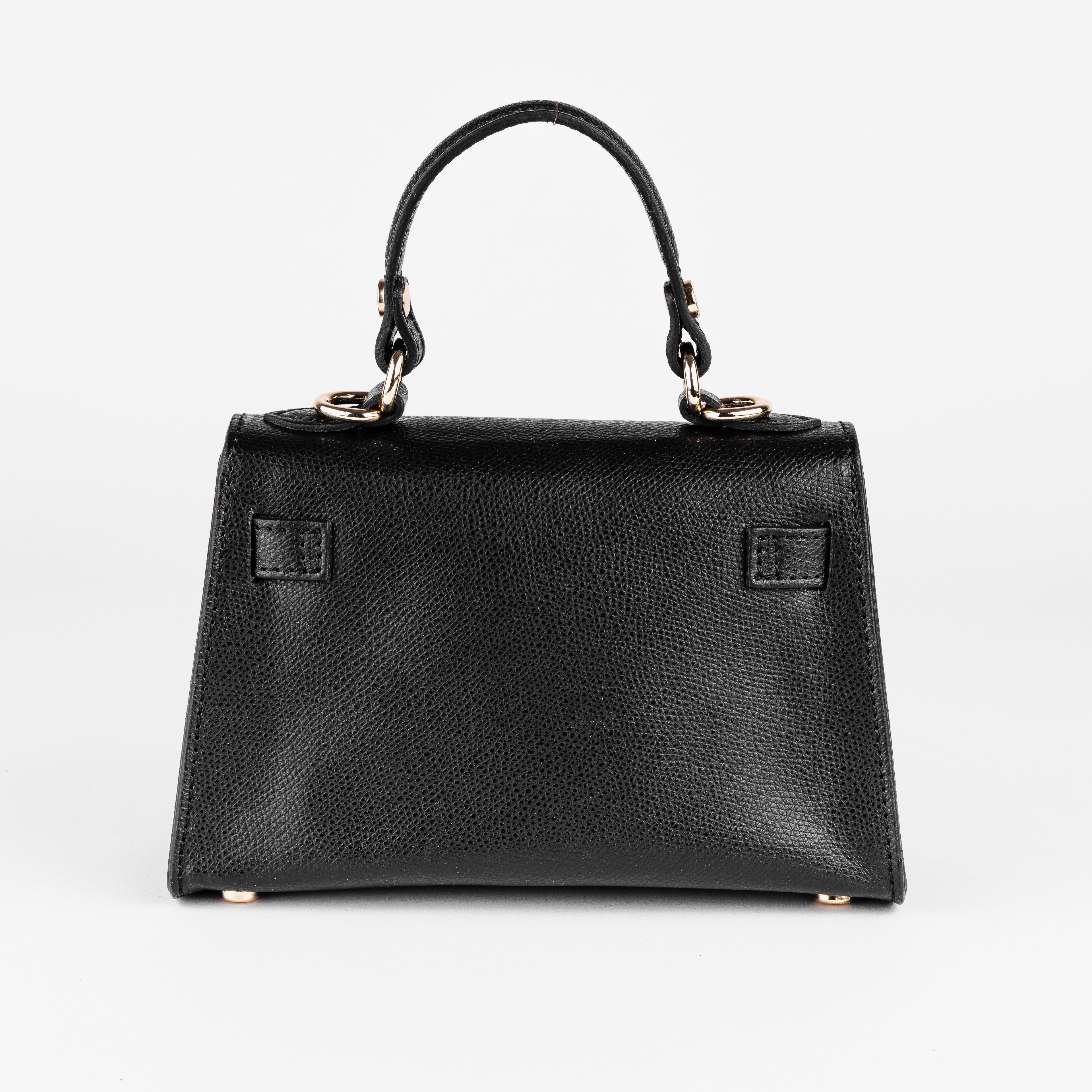 Vicenza Mini Structured Black Bag – Premium Epsom Leather