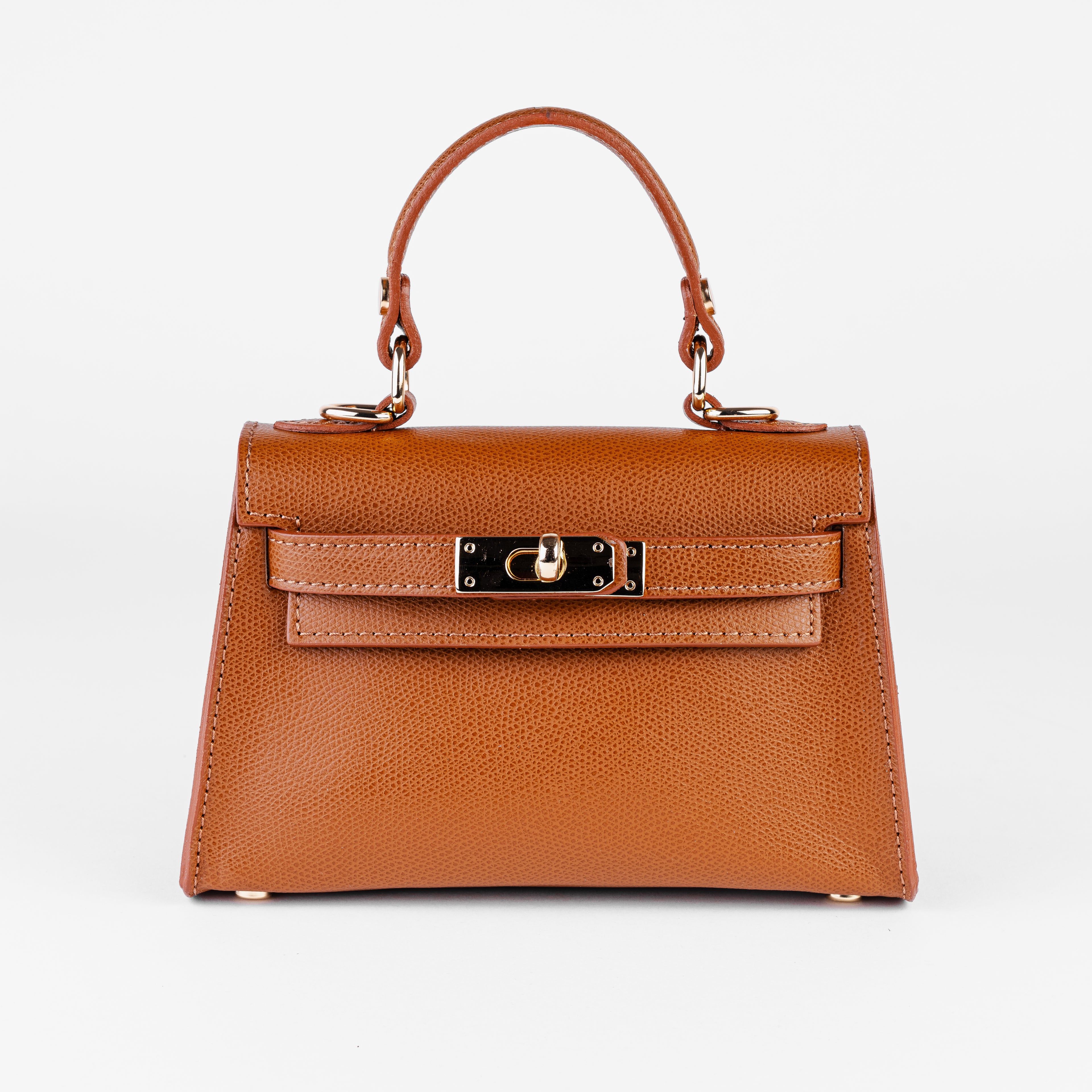 Vicenza Mini Structured Cognac Bag – Premium Epsom Leather