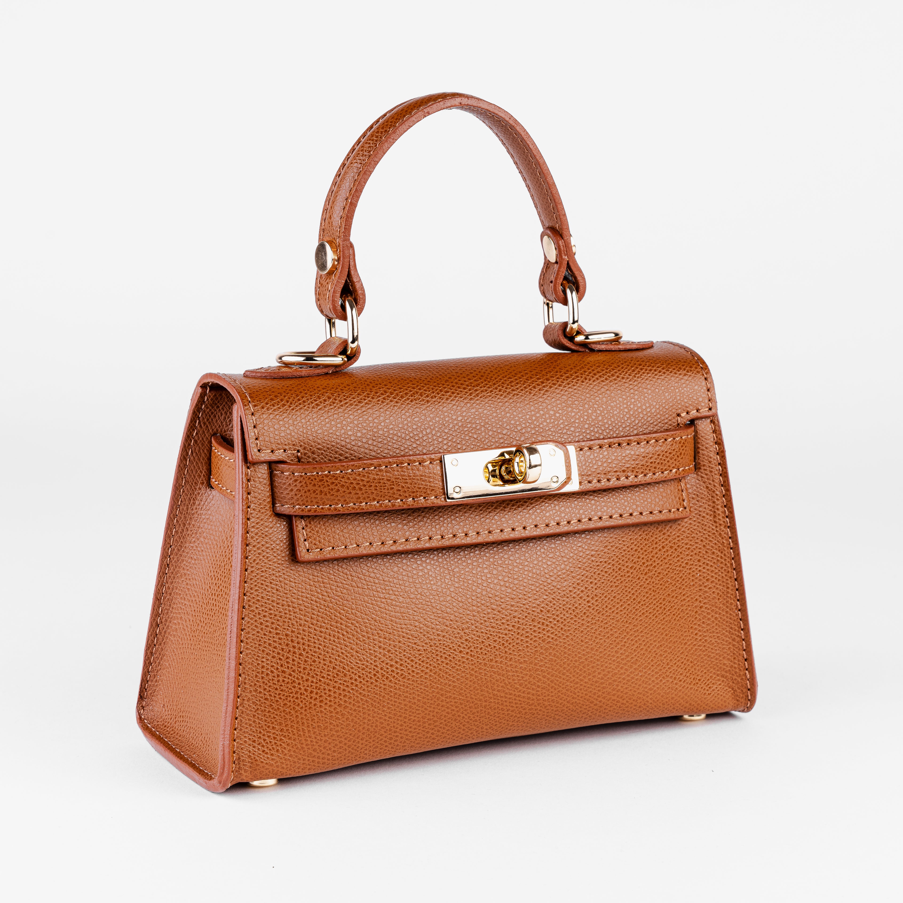 Vicenza Mini Structured Cognac Bag – Premium Epsom Leather