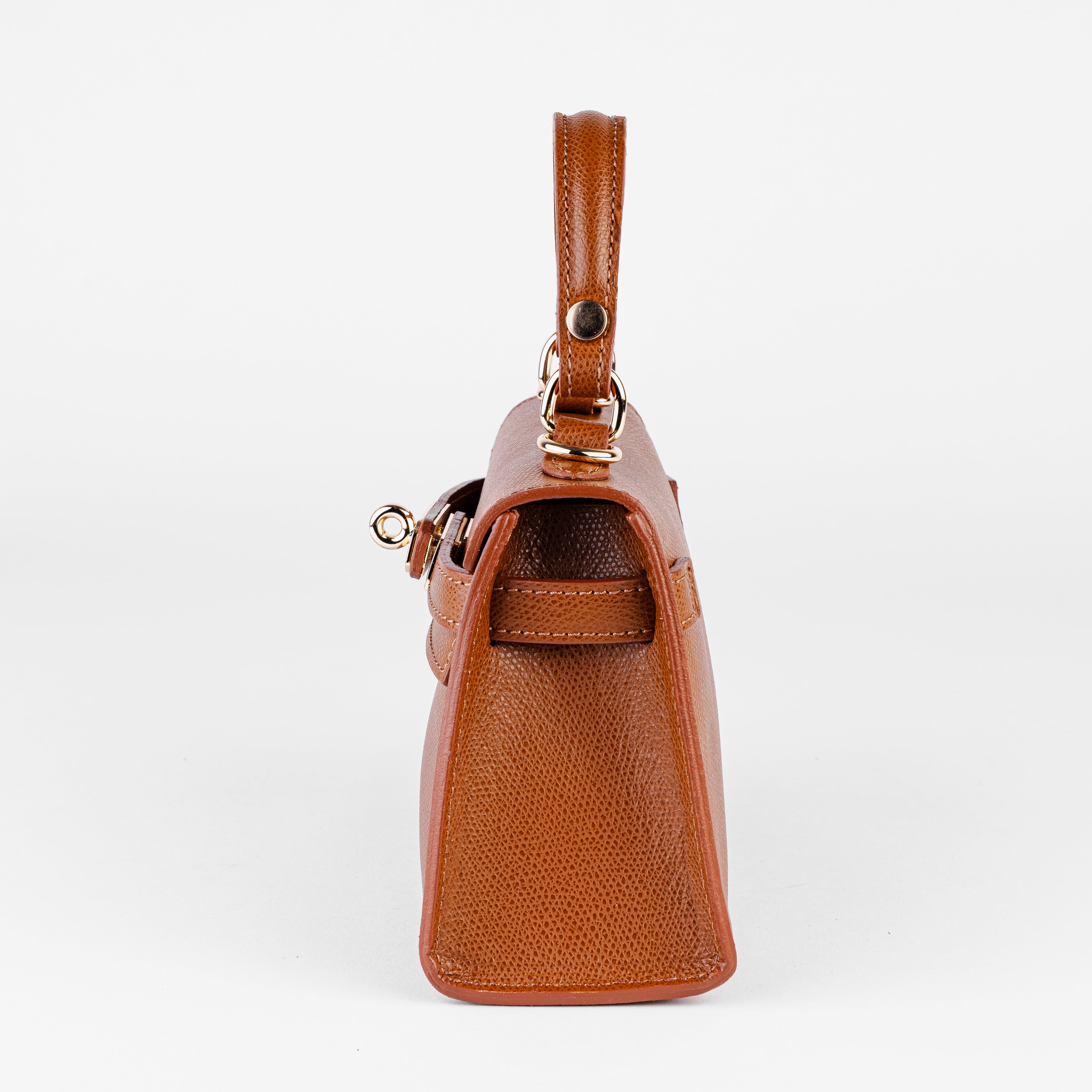 Vicenza Mini Structured Cognac Bag – Premium Epsom Leather