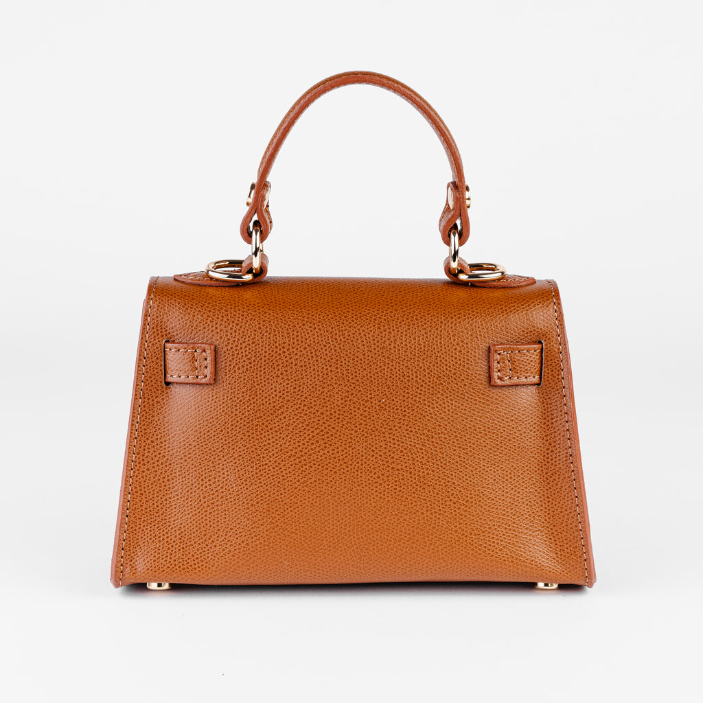 Vicenza Mini Structured Cognac Bag – Premium Epsom Leather