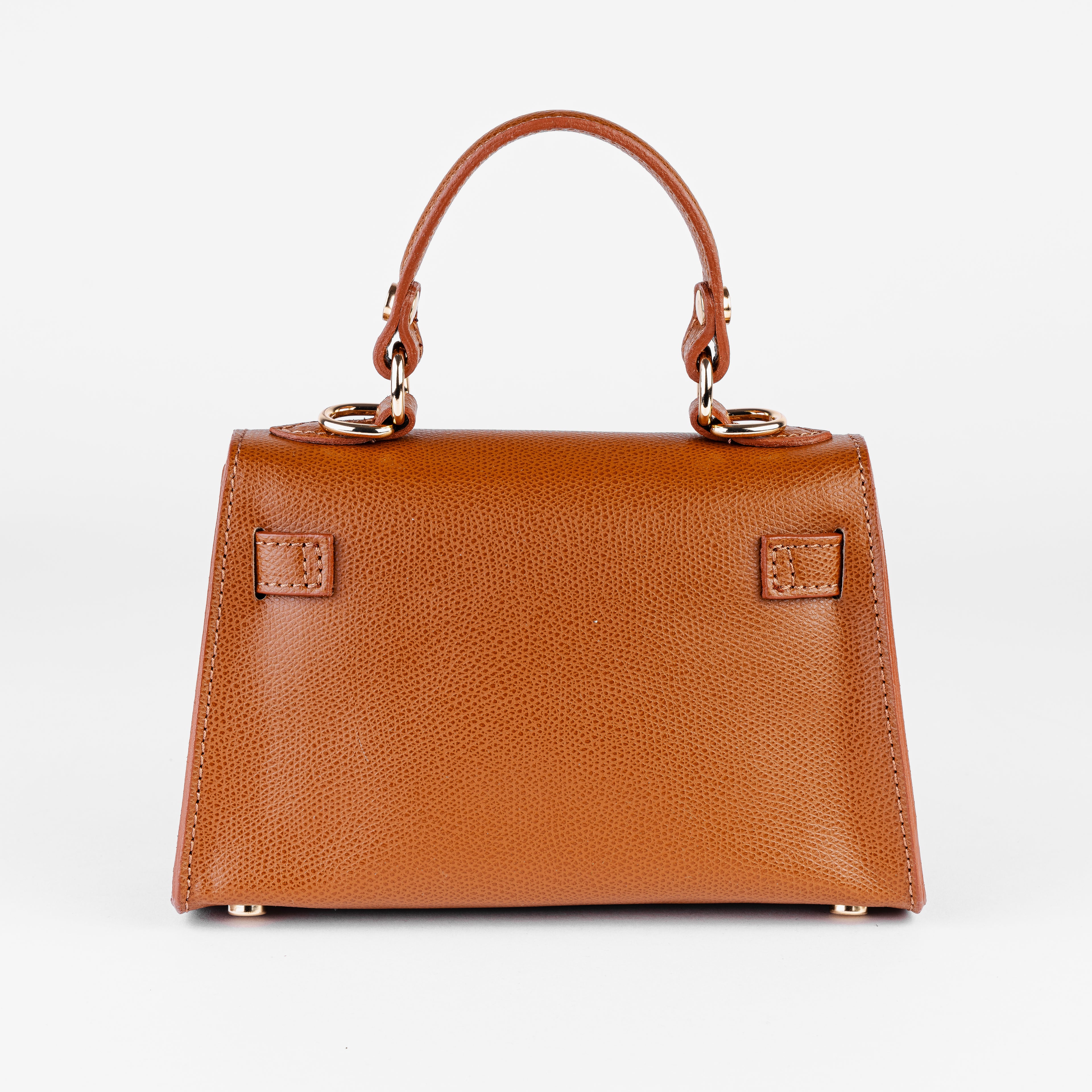 Vicenza Mini Structured Cognac Bag – Premium Epsom Leather