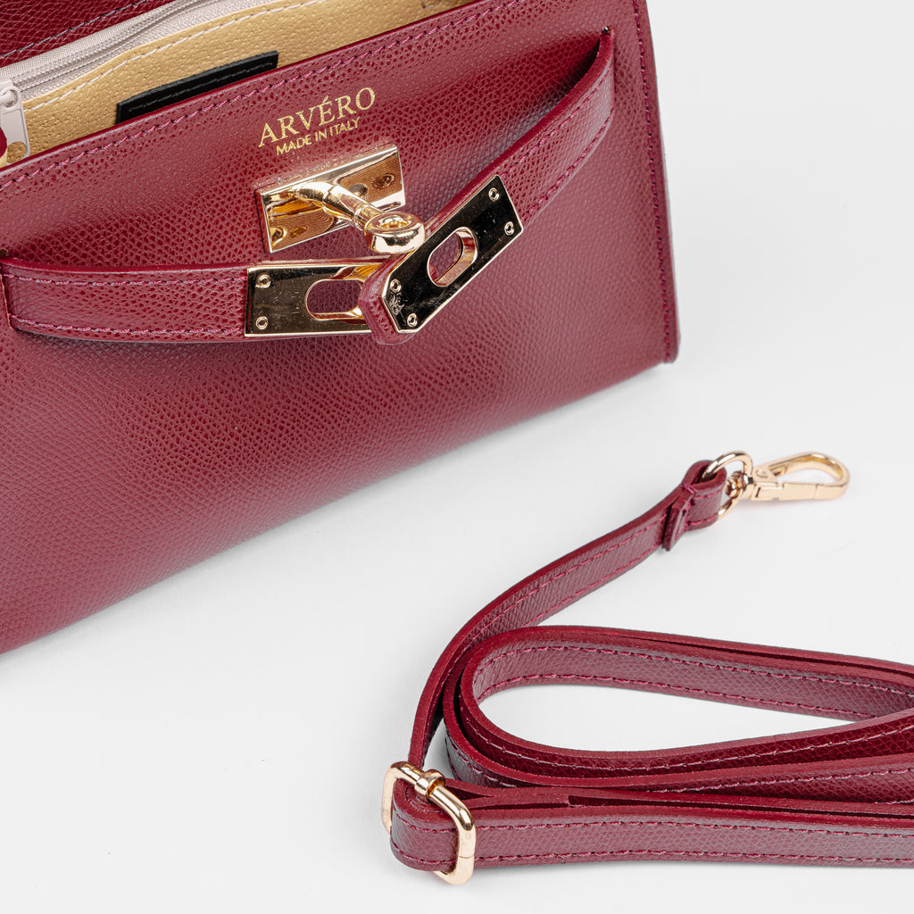 Vicenza Mini Structured Burgundy Bag – Premium Epsom Leather