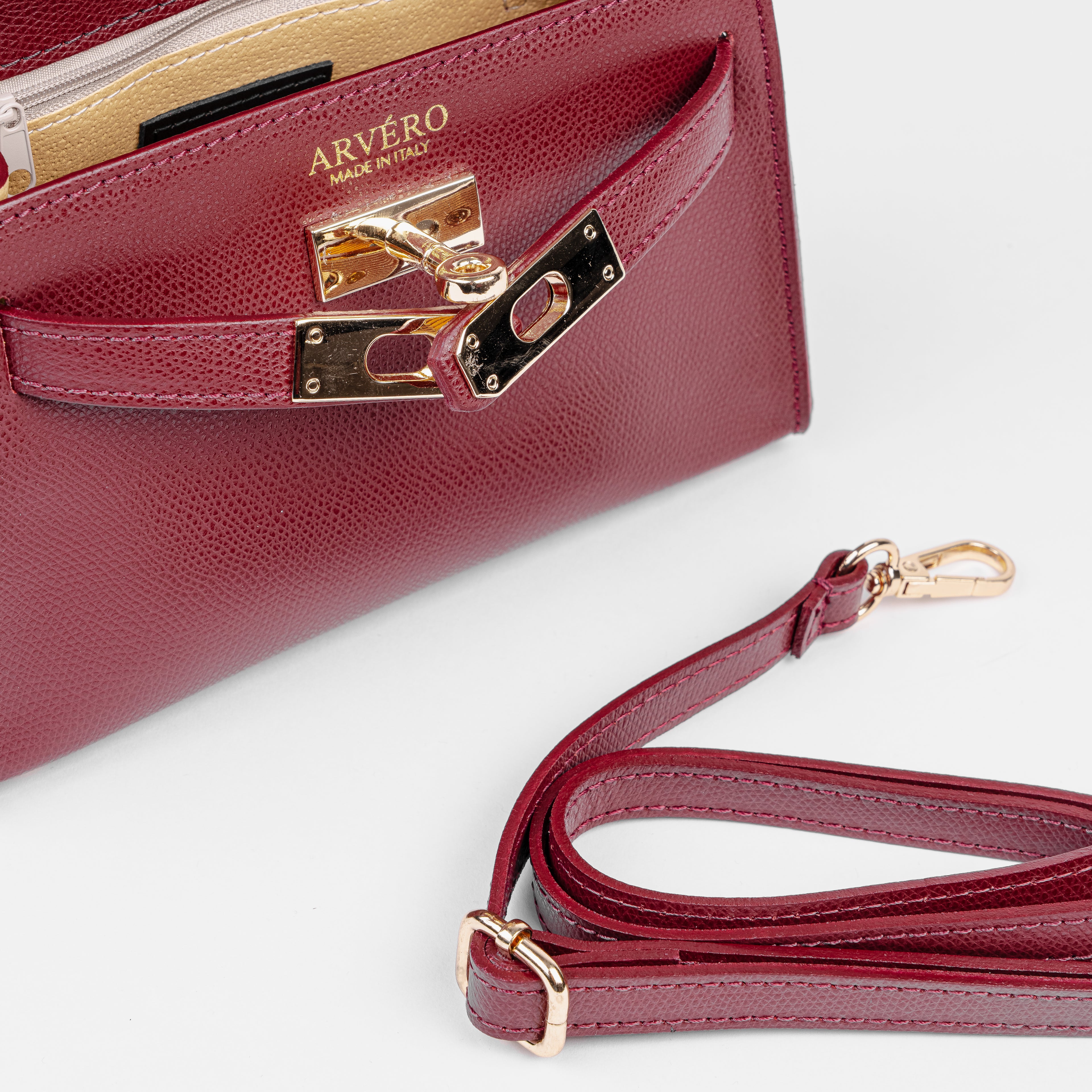 Vicenza Mini Structured Burgundy Bag – Premium Epsom Leather