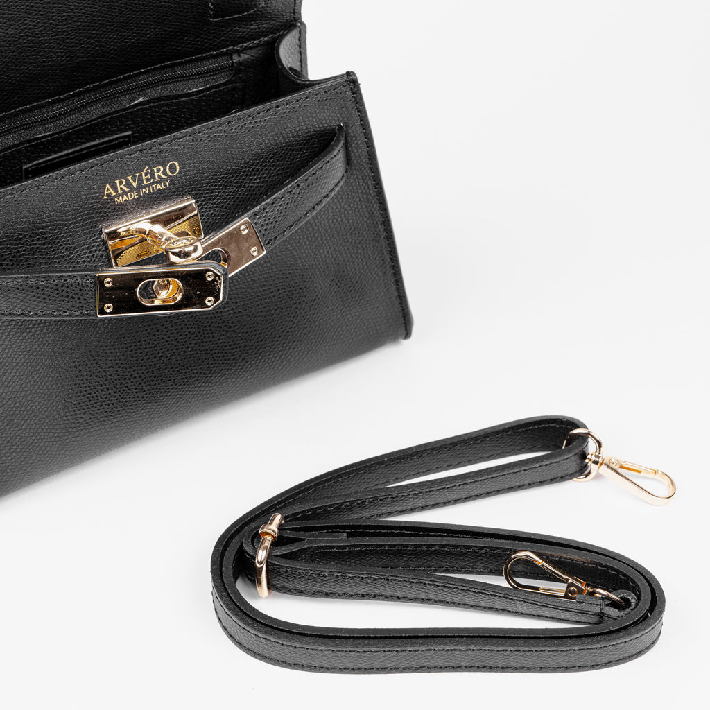 Vicenza Mini Structured Black Bag – Premium Epsom Leather