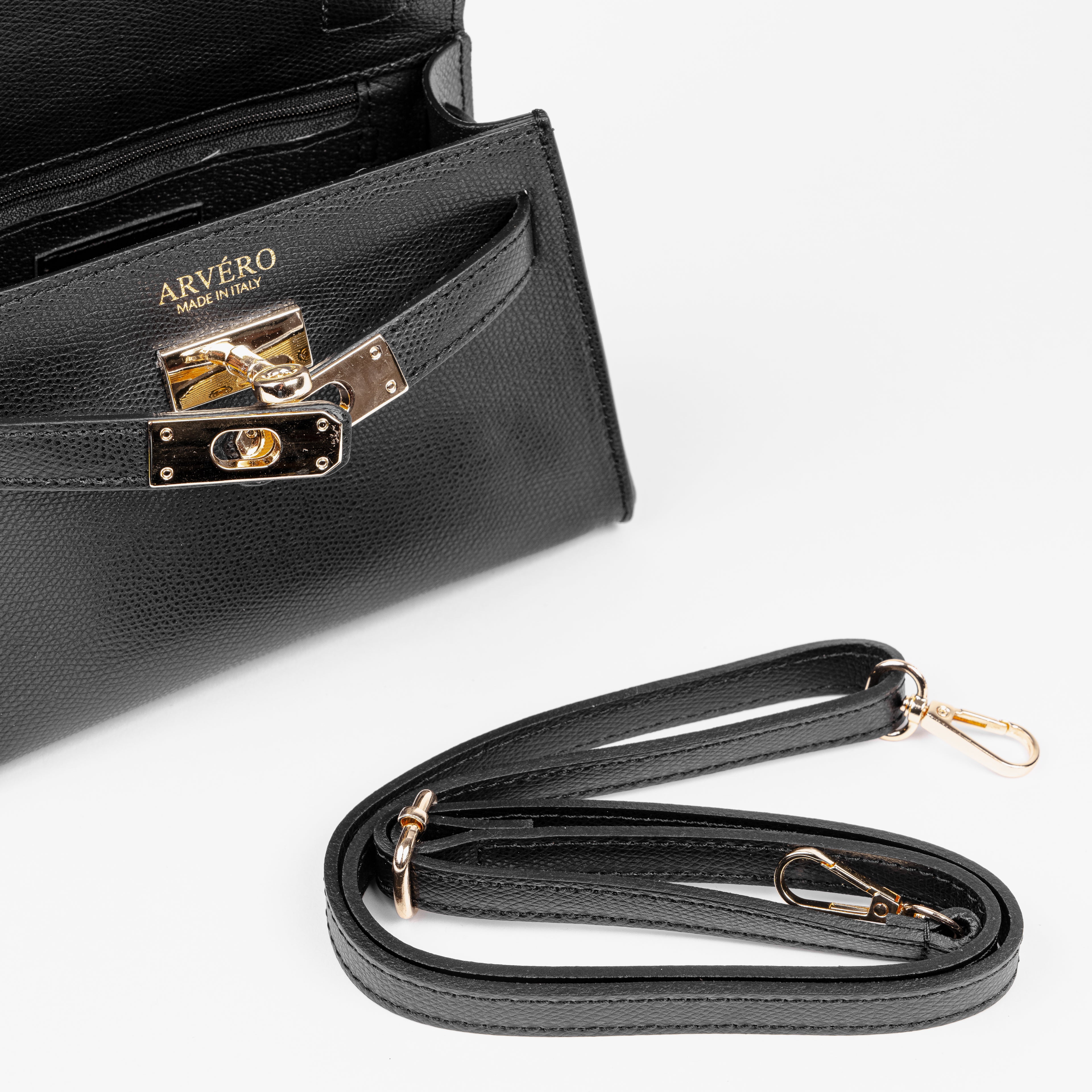 Vicenza Mini Structured Black Bag – Premium Epsom Leather