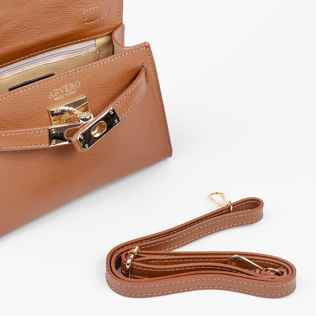Vicenza Mini Structured Cognac Bag – Premium Epsom Leather