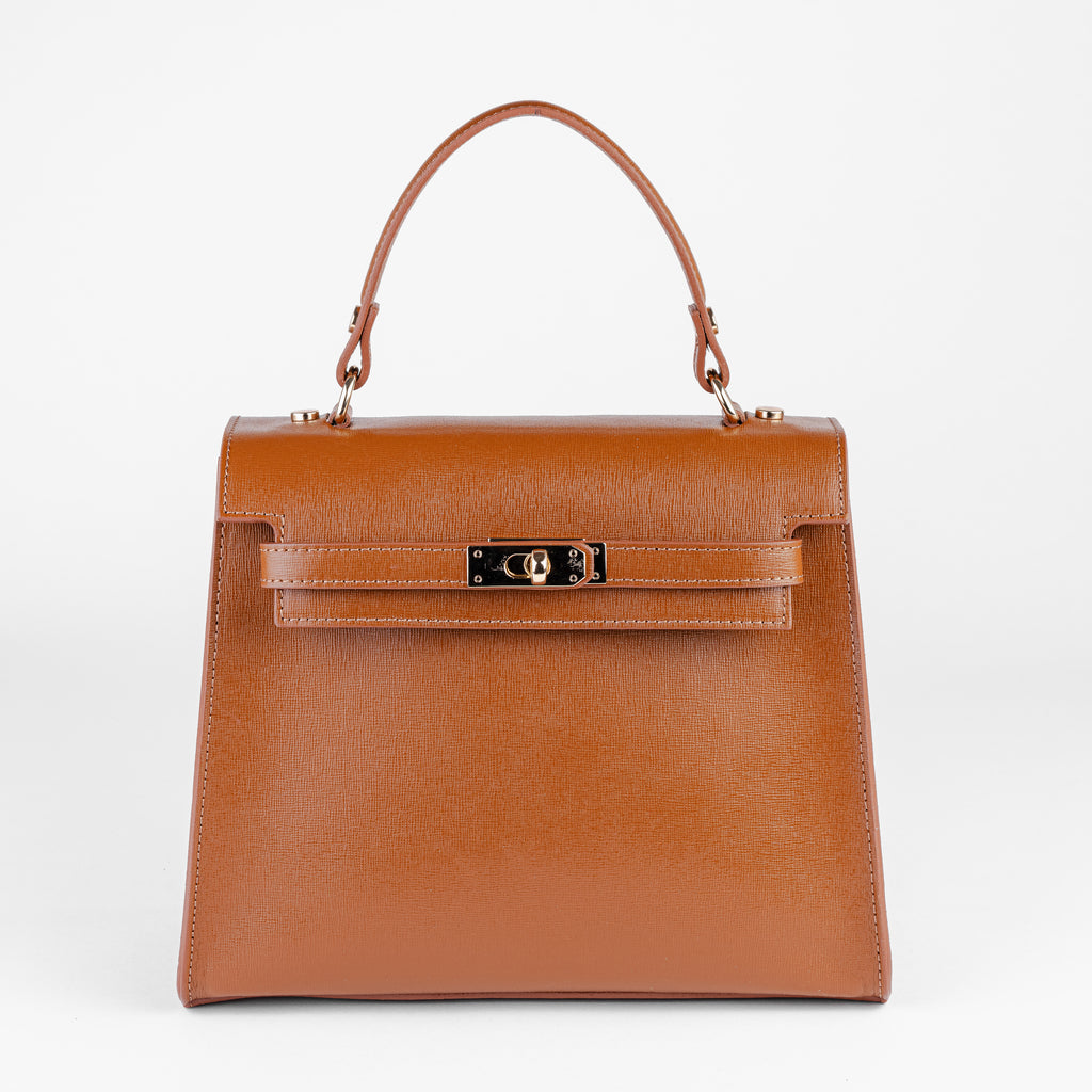Vicenza Grande Top-Handle Satchel - Cognac