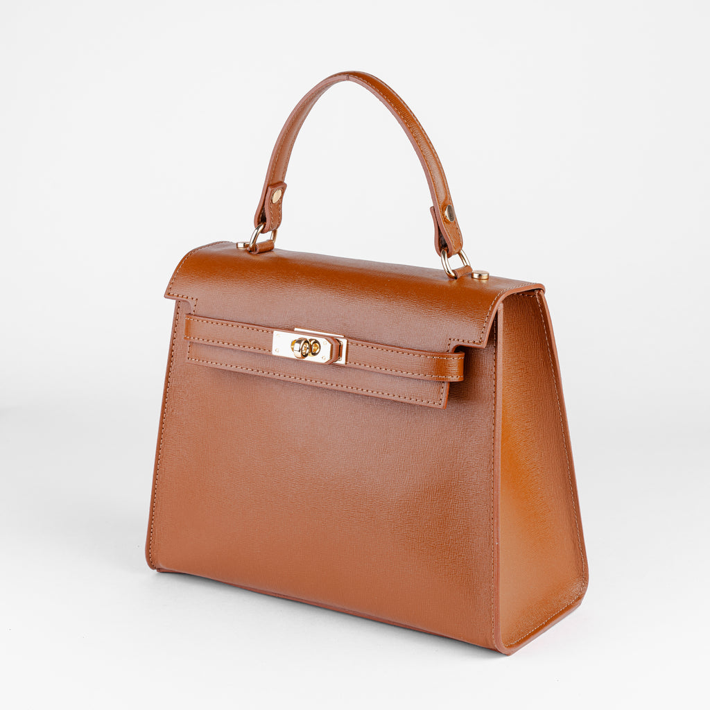 Vicenza Grande Top-Handle Satchel - Cognac