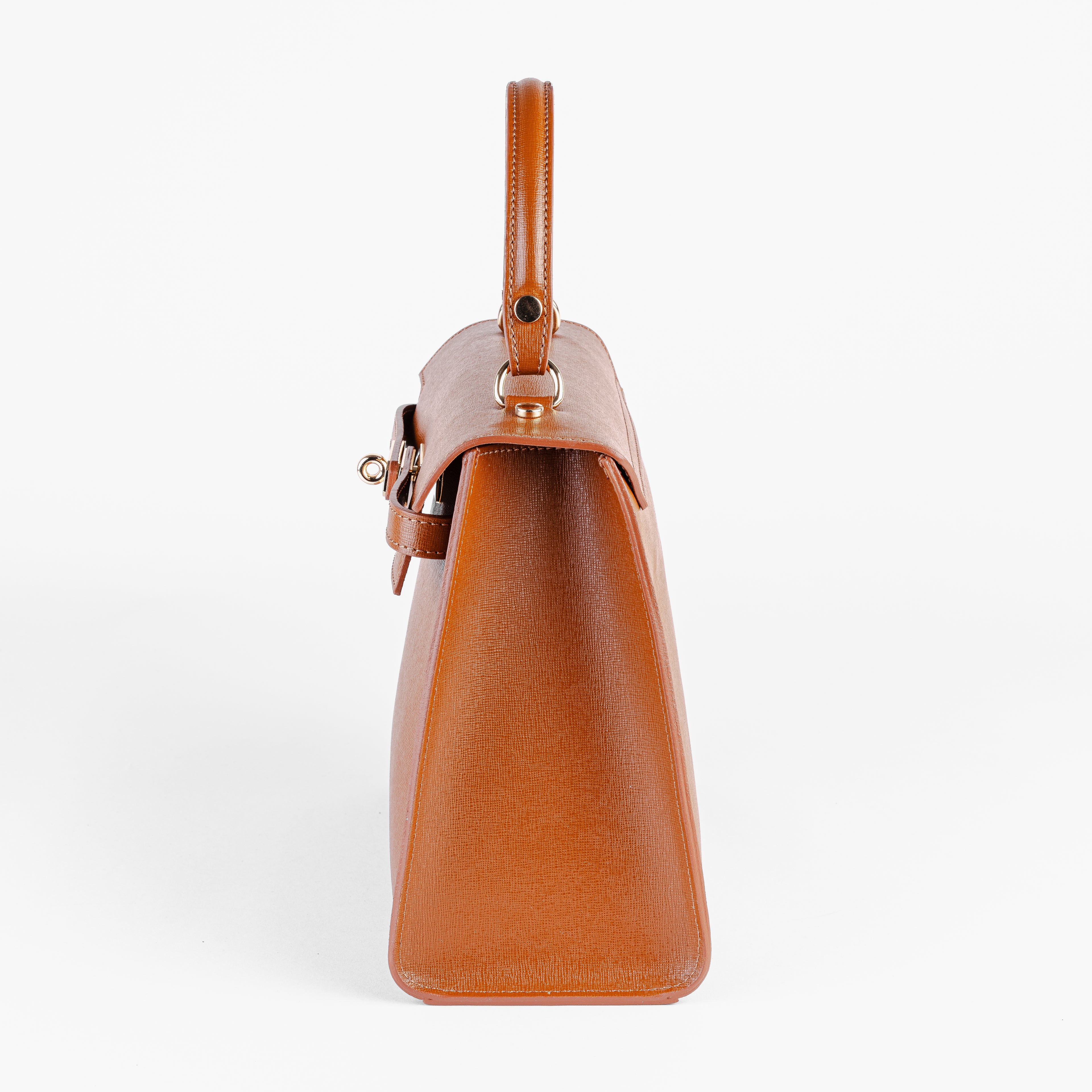 Vicenza Grande Top-Handle Satchel - Cognac