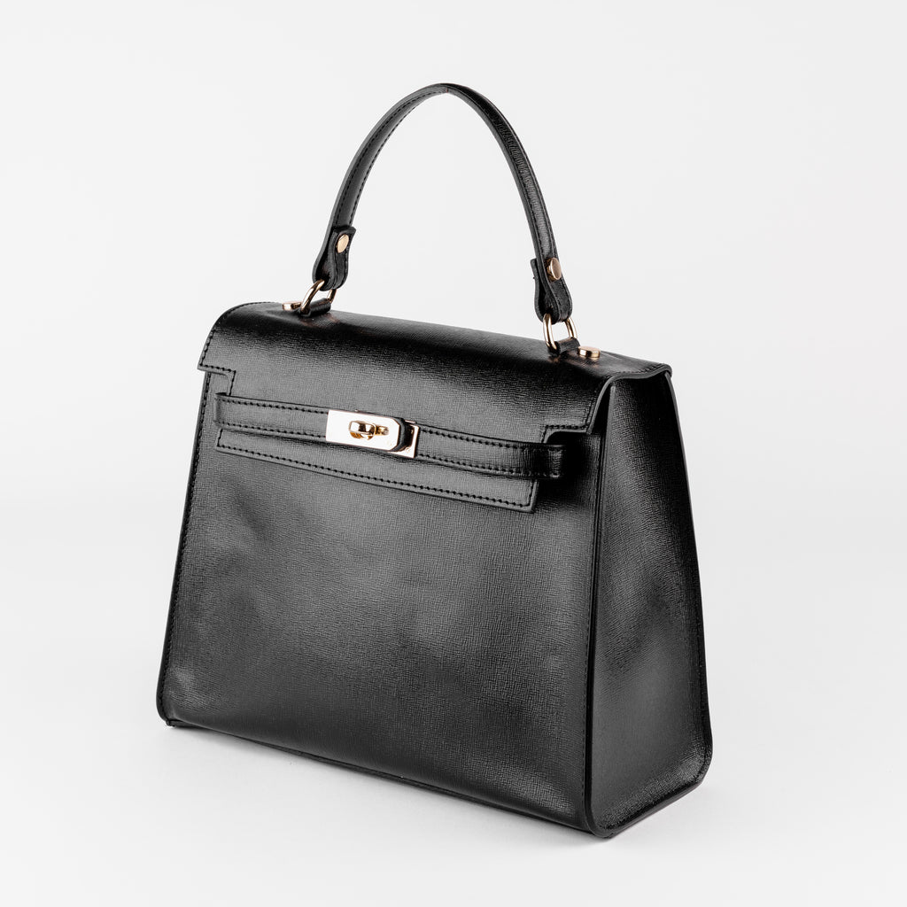 Vicenza Grande Wholesale Top-Handle Satchel – Black Croc-Embossed Leather
