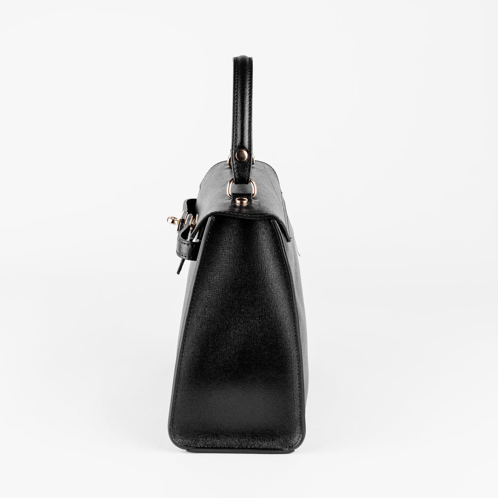 Vicenza Grande Wholesale Top-Handle Satchel – Black Croc-Embossed Leather
