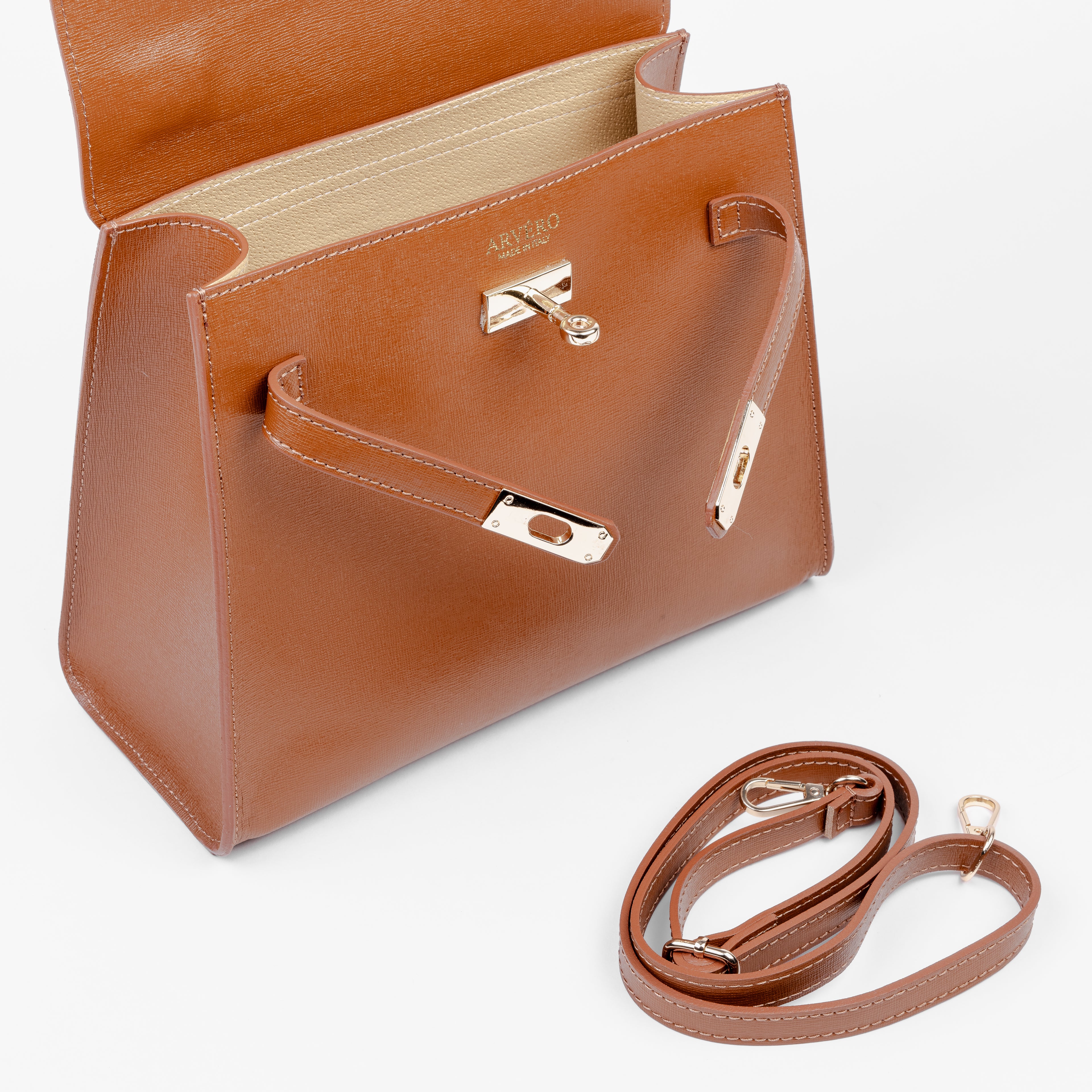 Vicenza Grande Top-Handle Satchel - Cognac