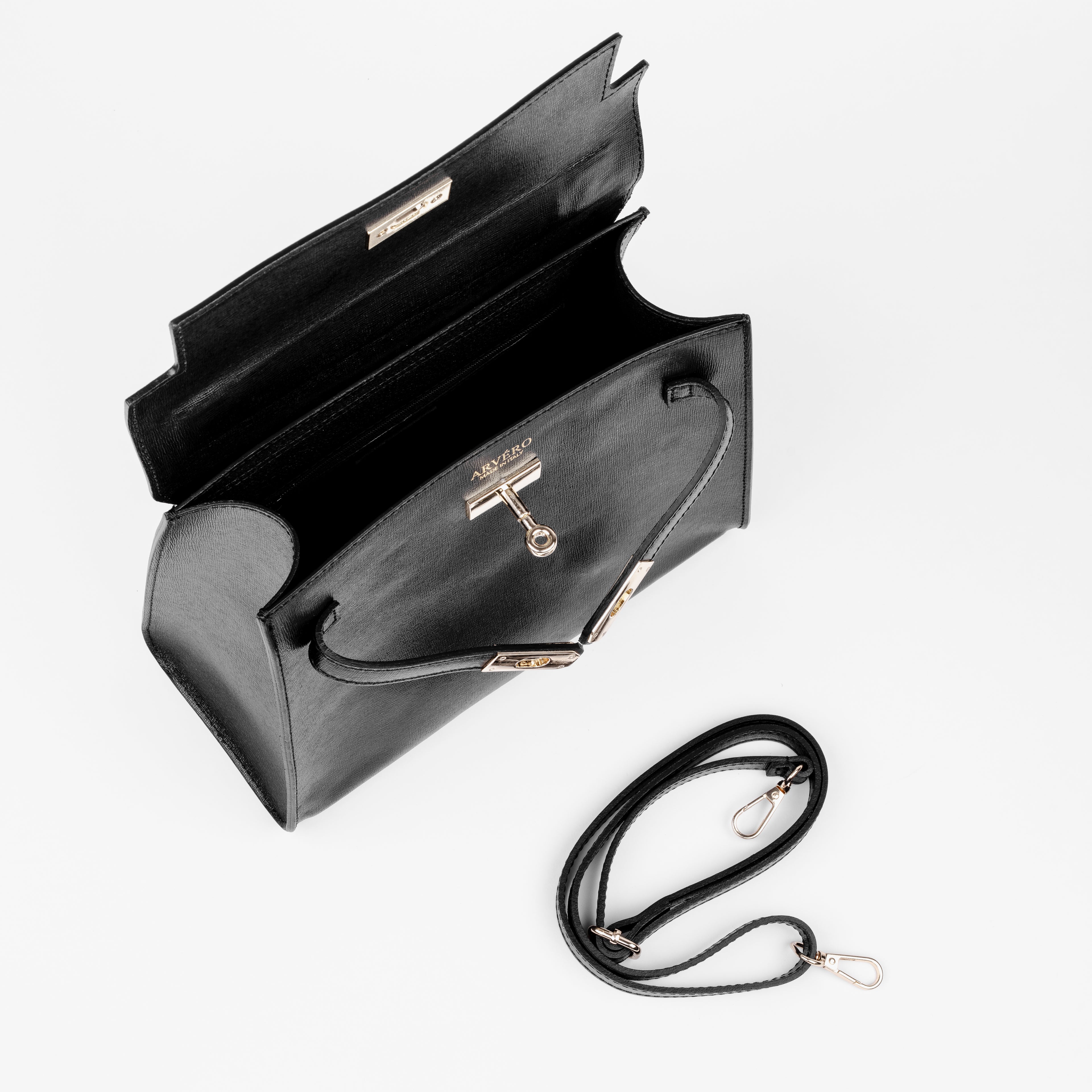 Vicenza Grande Wholesale Top-Handle Satchel – Black Croc-Embossed Leather