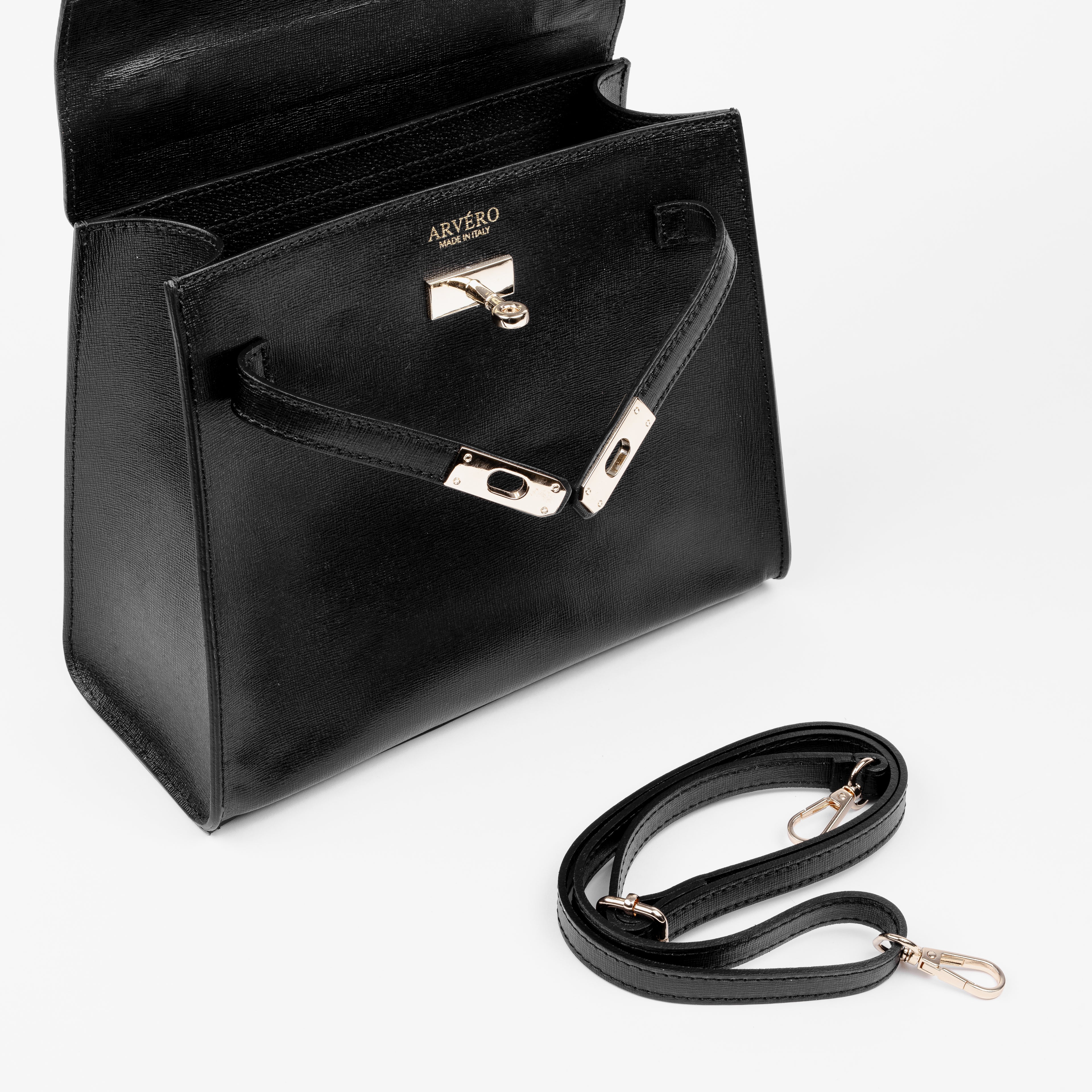 Vicenza Grande Wholesale Top-Handle Satchel – Black Croc-Embossed Leather