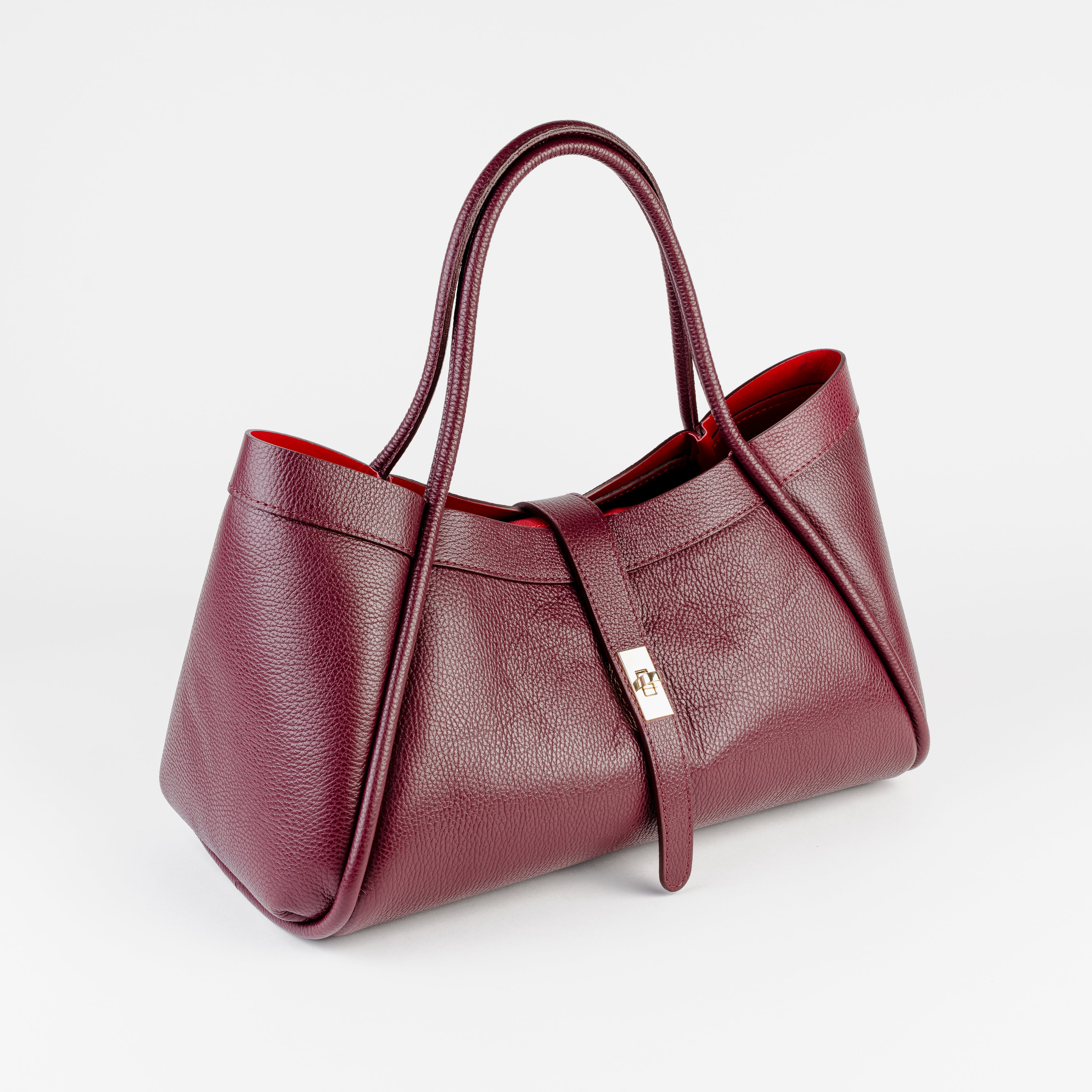Milano Classica Lockstrap Tote - Burgundy