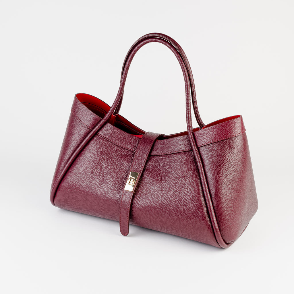 Milano Classica Lockstrap Tote - Burgundy