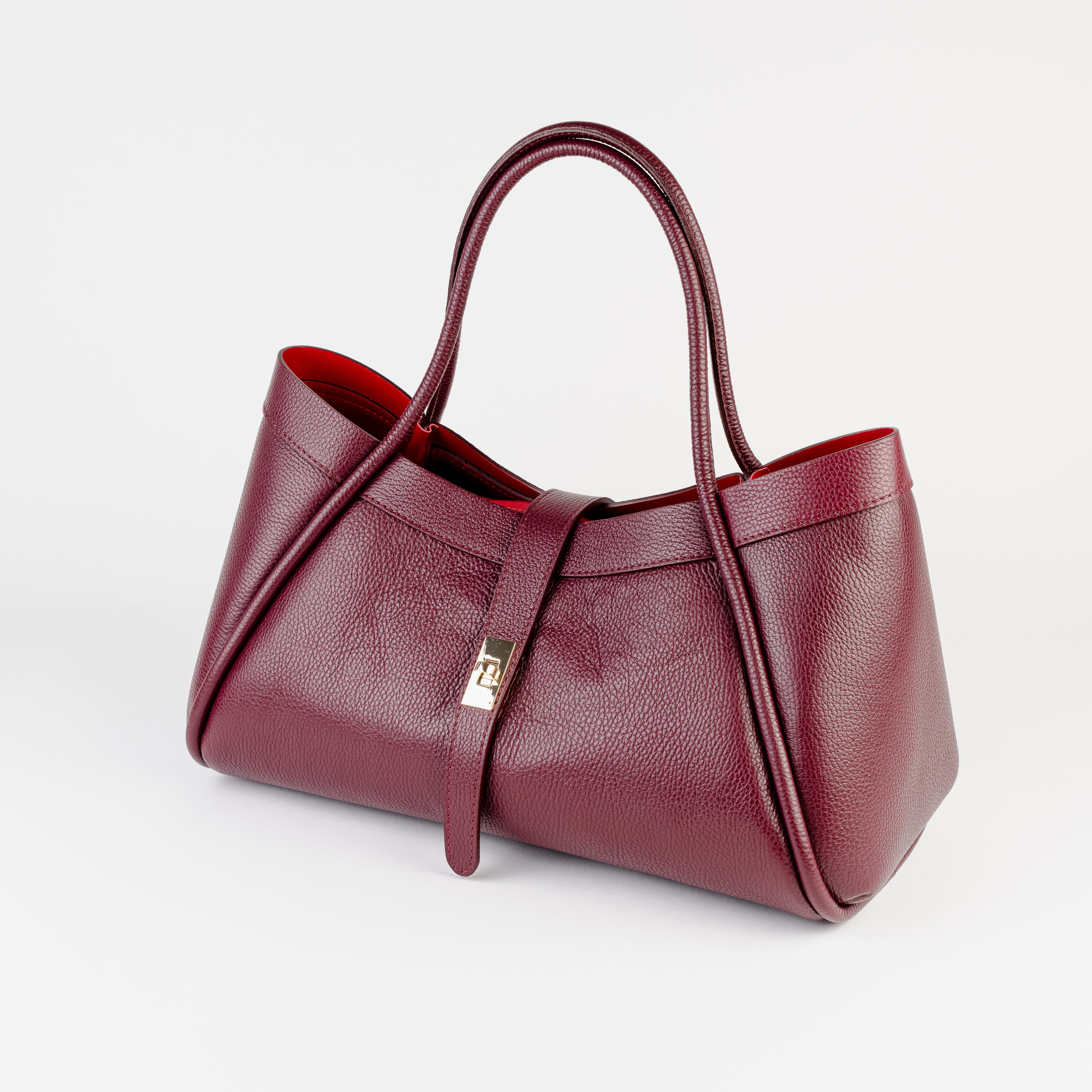 Milano Classica Lockstrap Tote - Burgundy