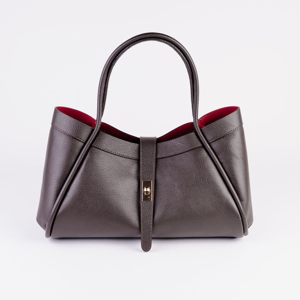 Milano Classica Lockstrap Tote - Dark Brown