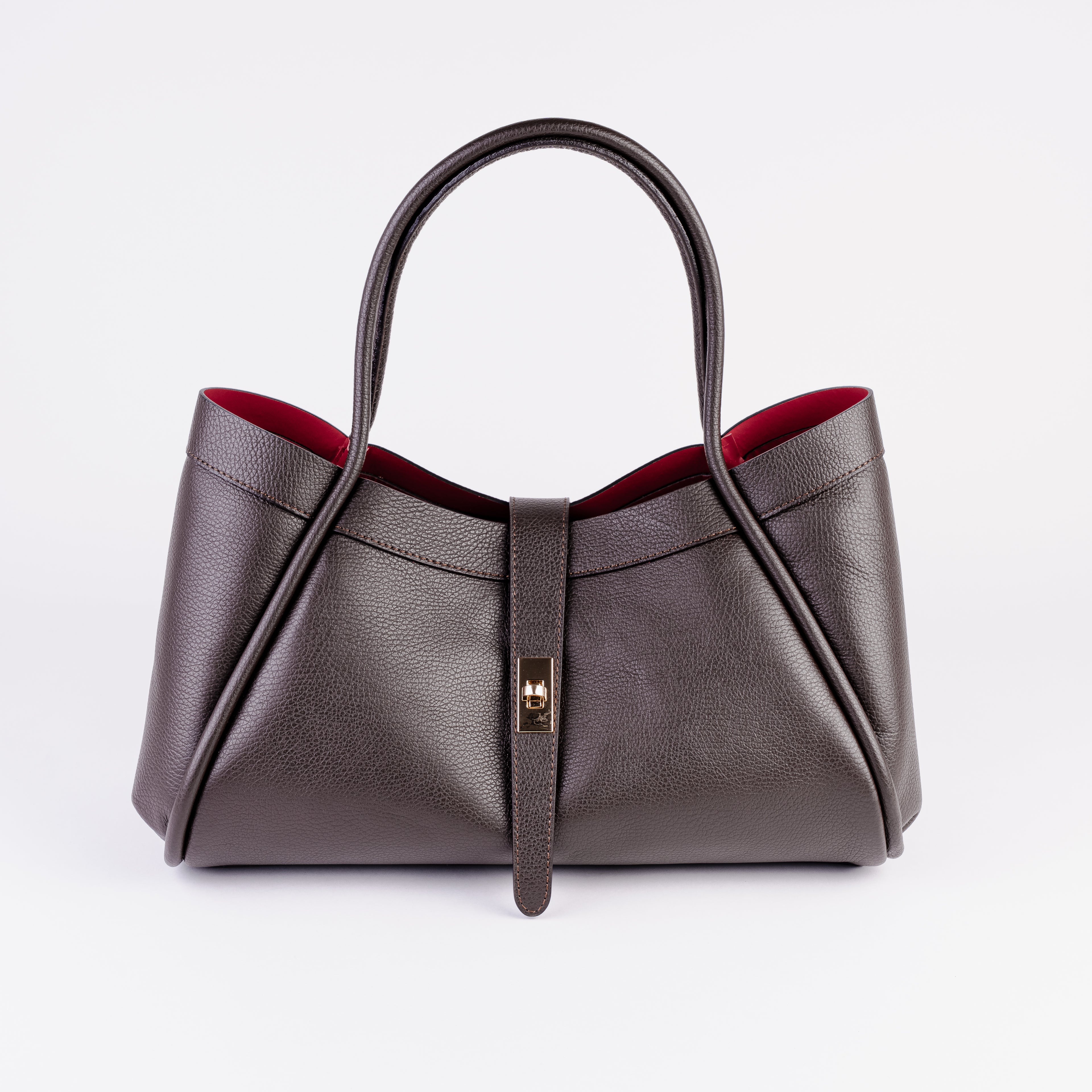 Milano Classica Lockstrap Tote - Dark Brown