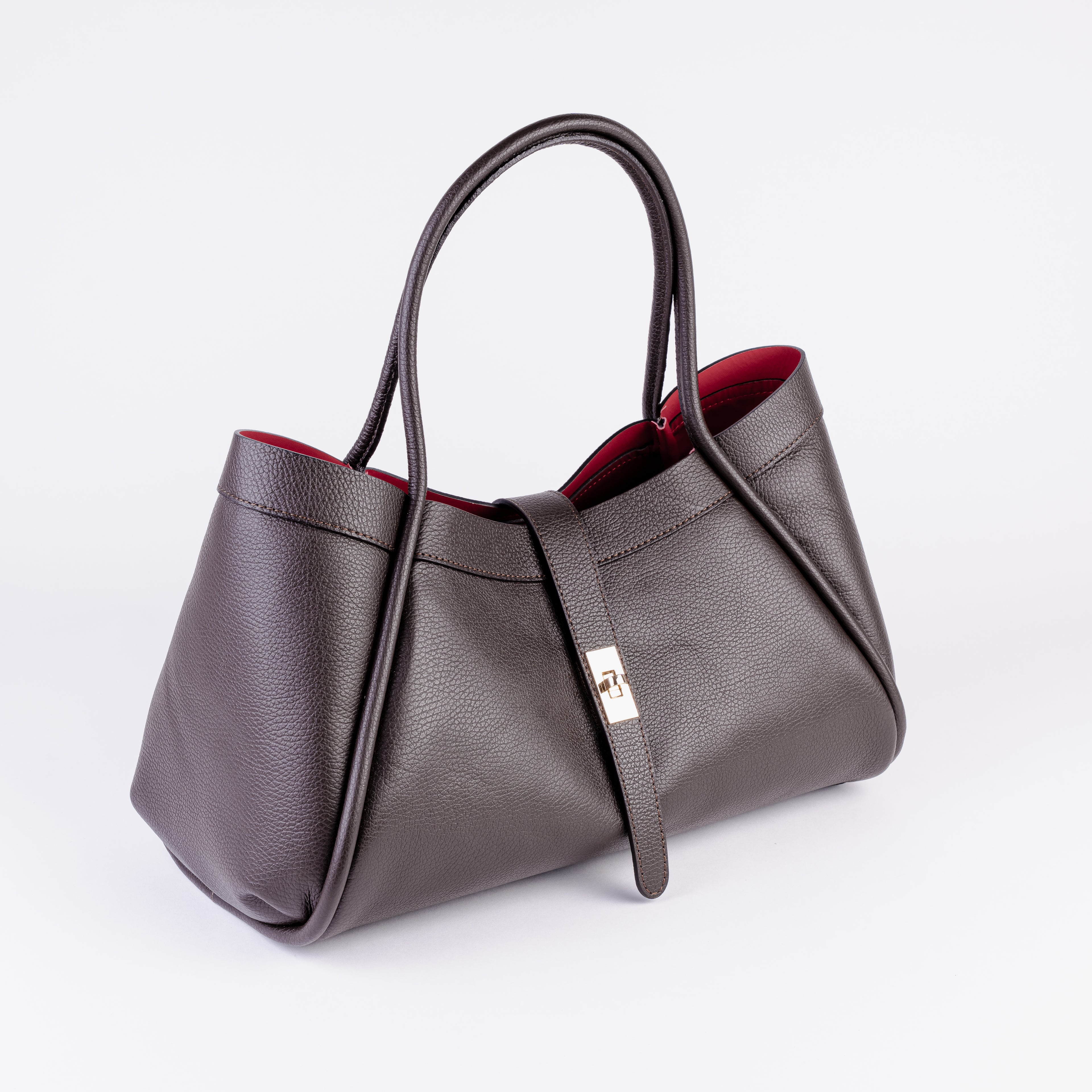 Milano Classica Lockstrap Tote - Dark Brown