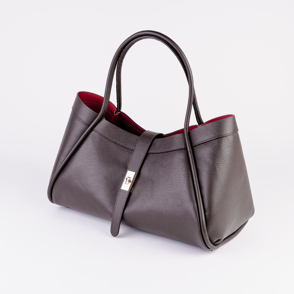 Milano Classica Lockstrap Tote - Dark Brown