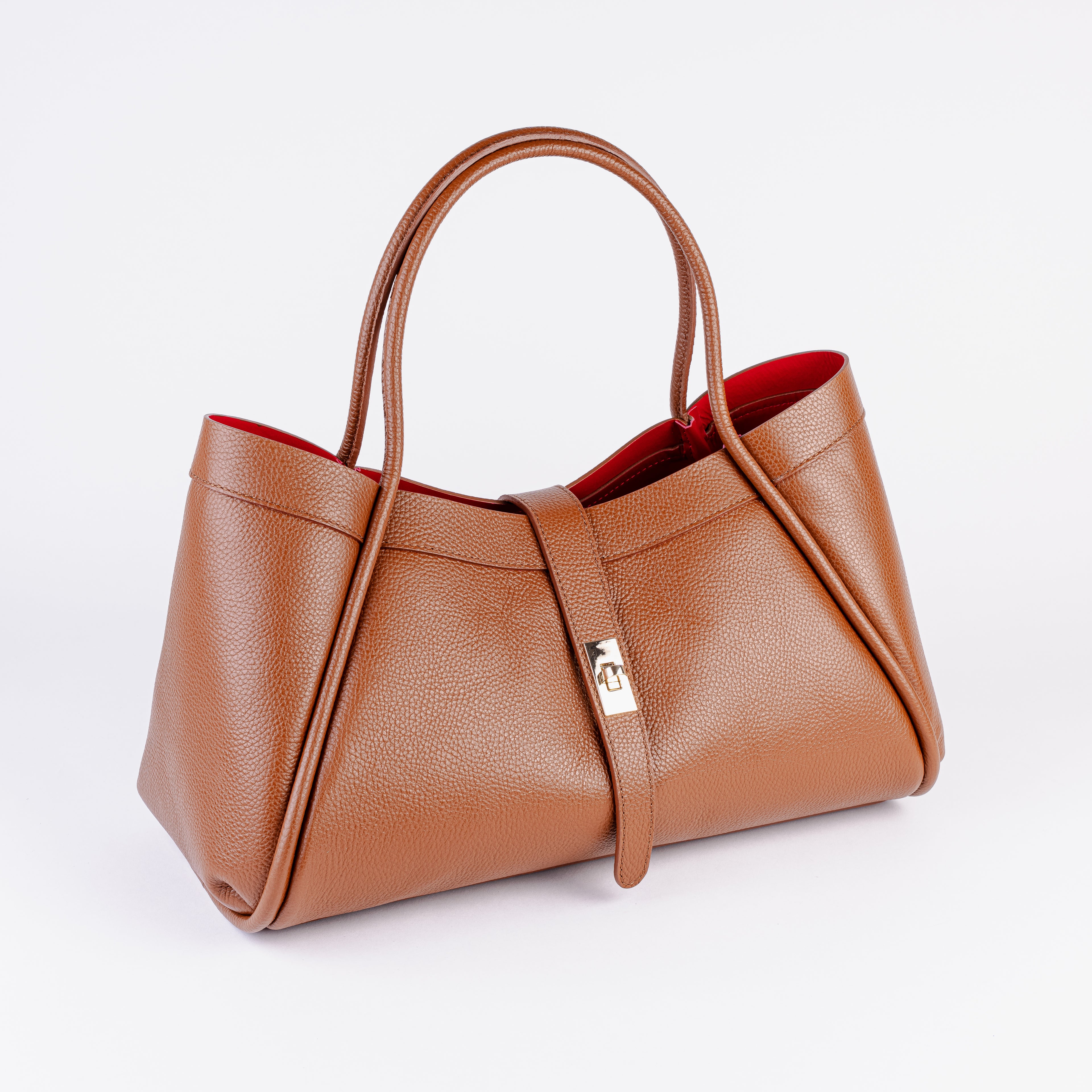 Milano Classica Lockstrap Tote - Cognac