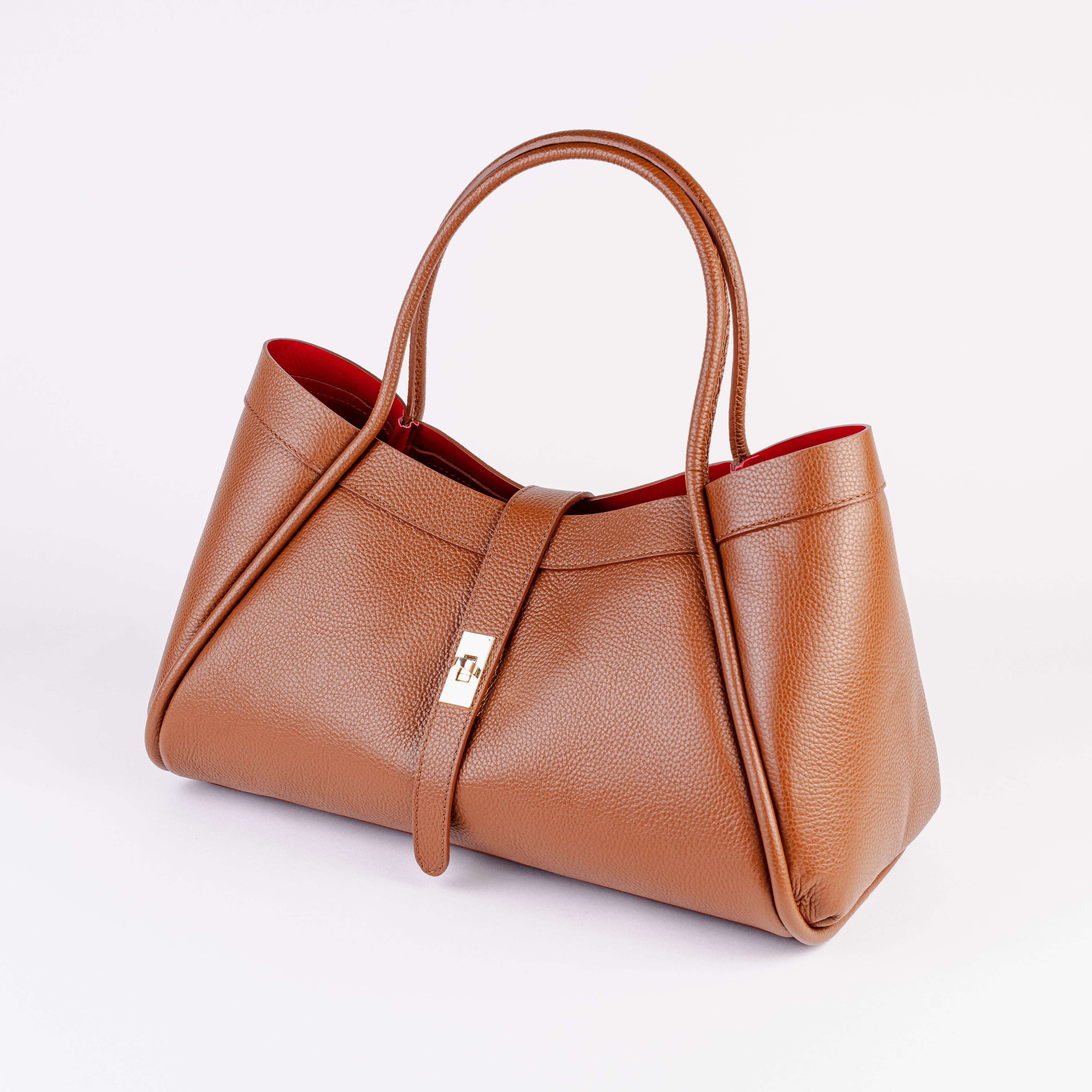 Milano Classica Lockstrap Tote - Cognac
