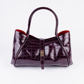 Milano Wholesale Burgundy Croc Lockstrap Tote