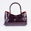 Milano Burgundy Croc Lockstrap Tote