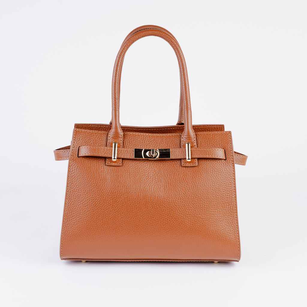 Parma Structured Bag – Premium Togo Leather - Cognac