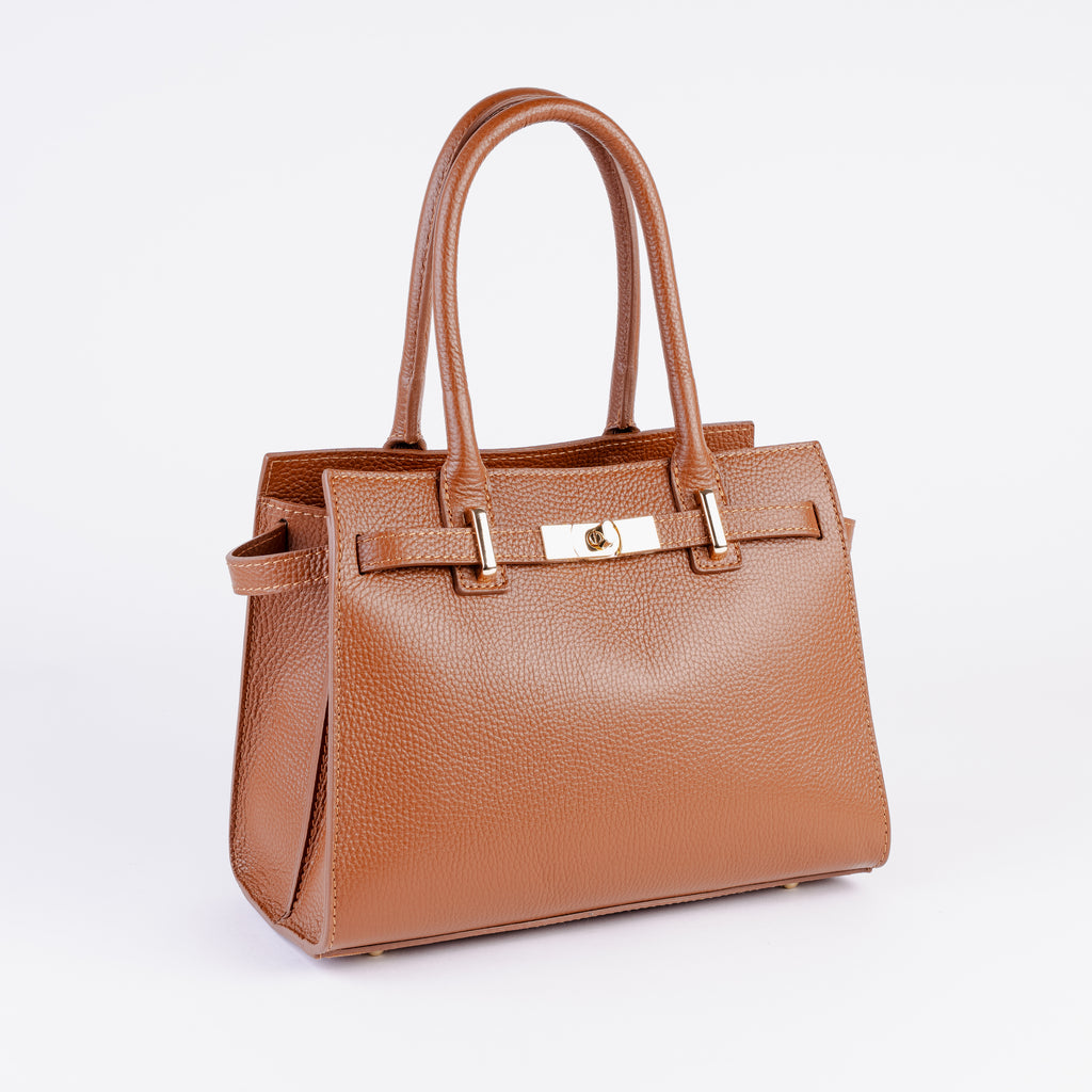 Parma Structured Bag – Premium Togo Leather - Cognac