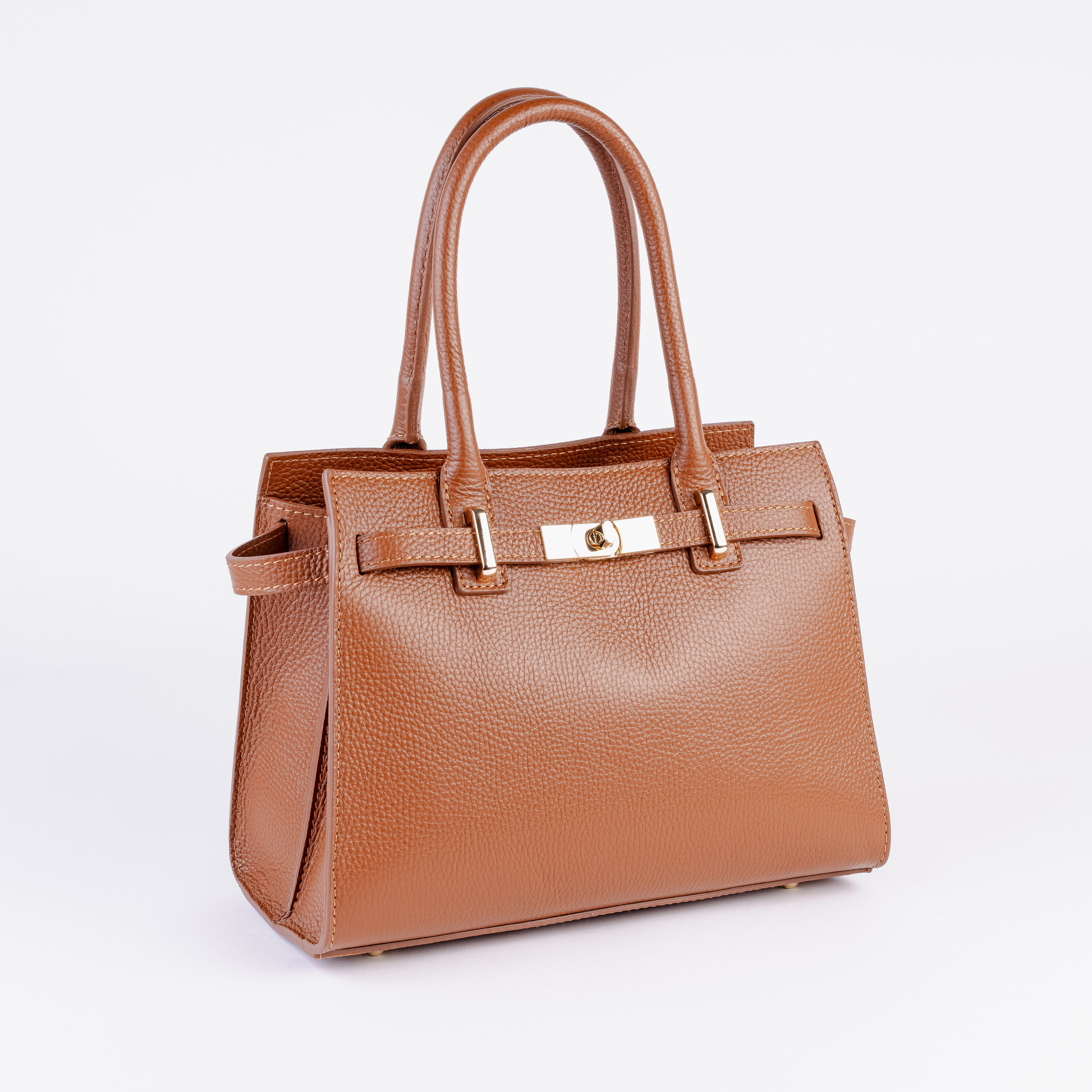 Parma Structured Bag – Premium Togo Leather - Cognac
