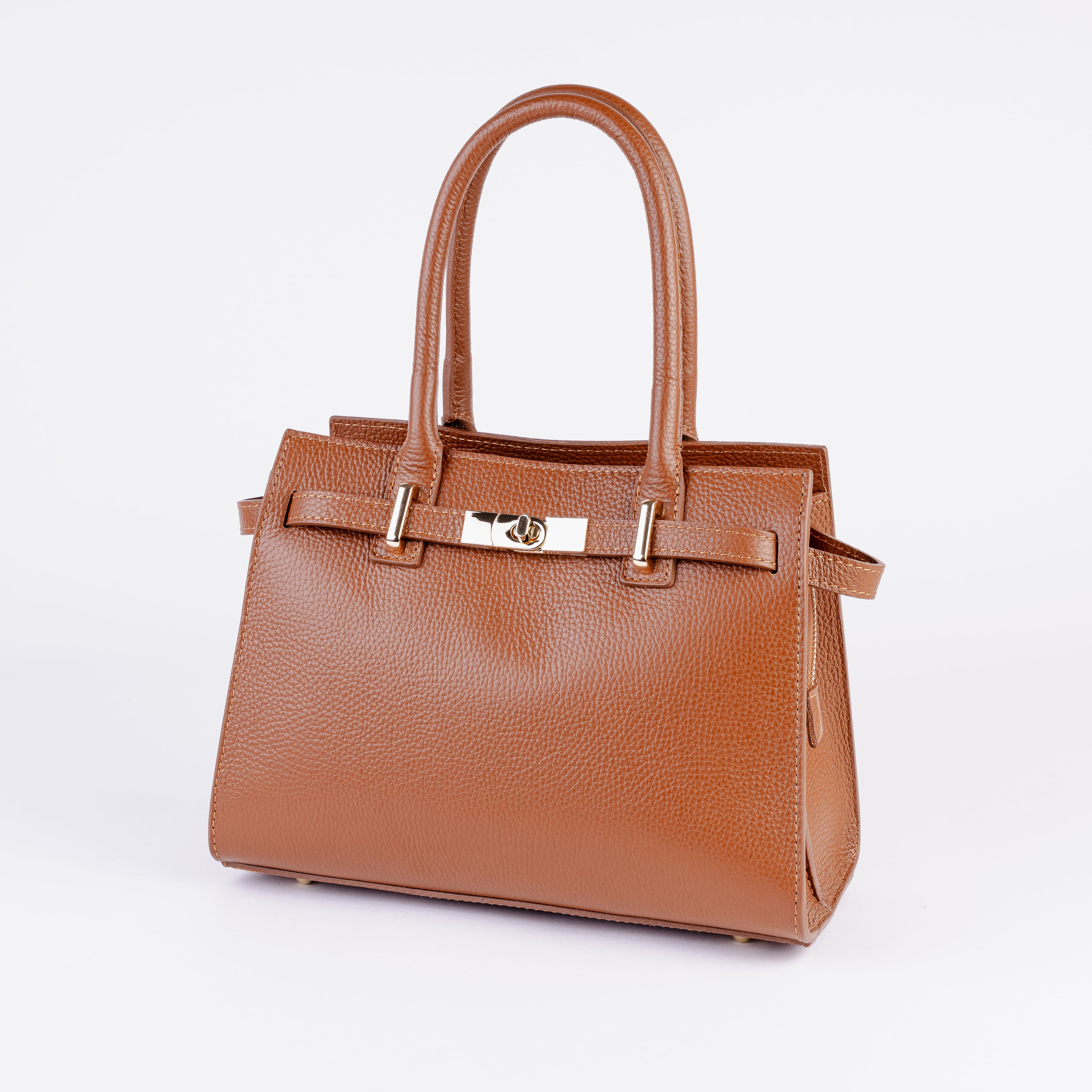 Parma Structured Bag – Premium Togo Leather - Cognac
