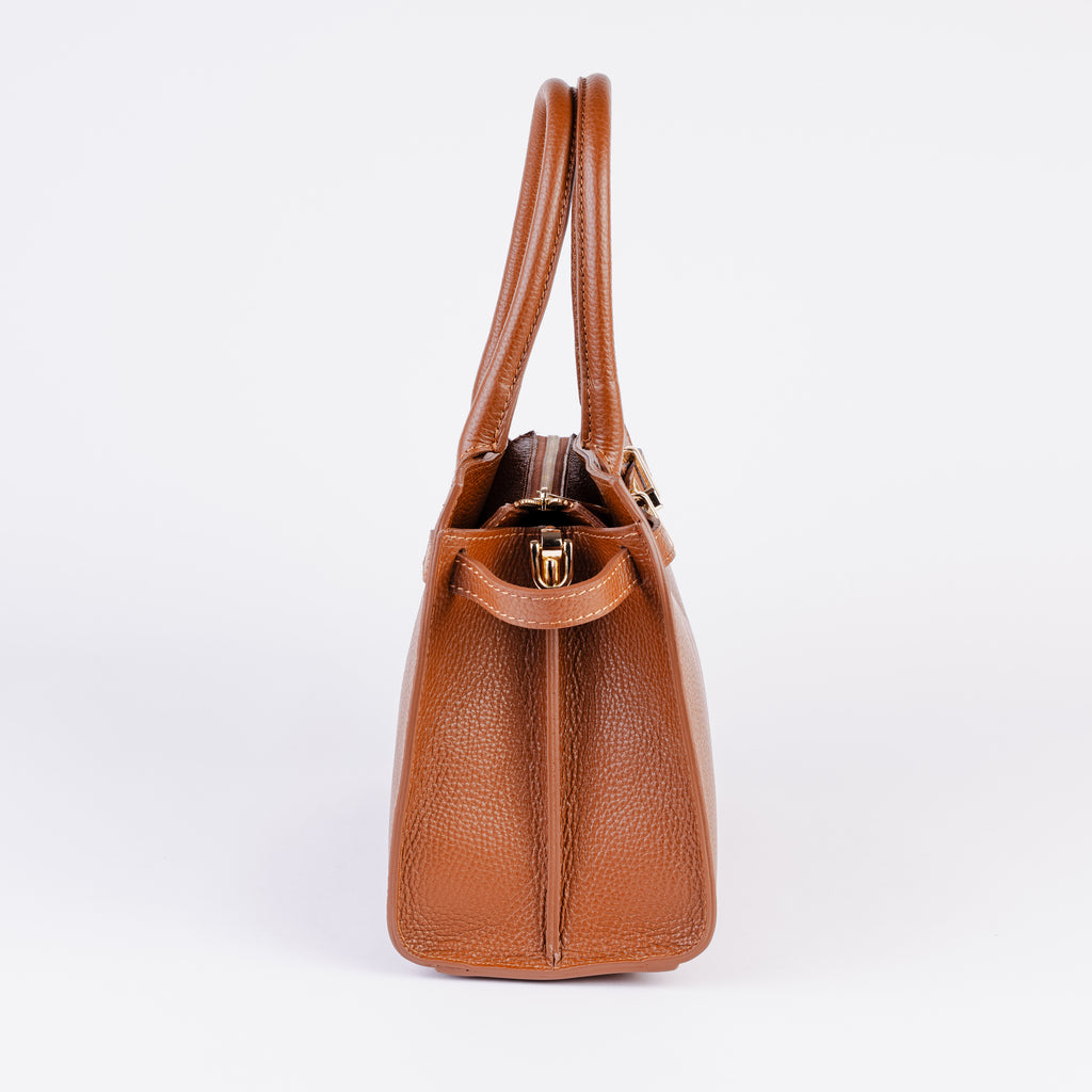 Parma Structured Bag – Premium Togo Leather - Cognac
