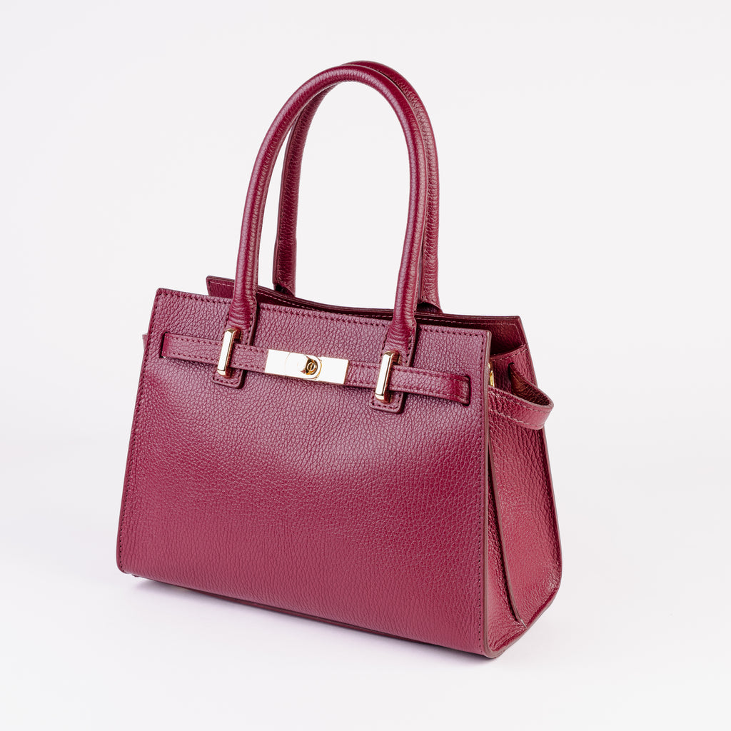 Parma Structured Bag – Premium Togo Leather - Burgundy